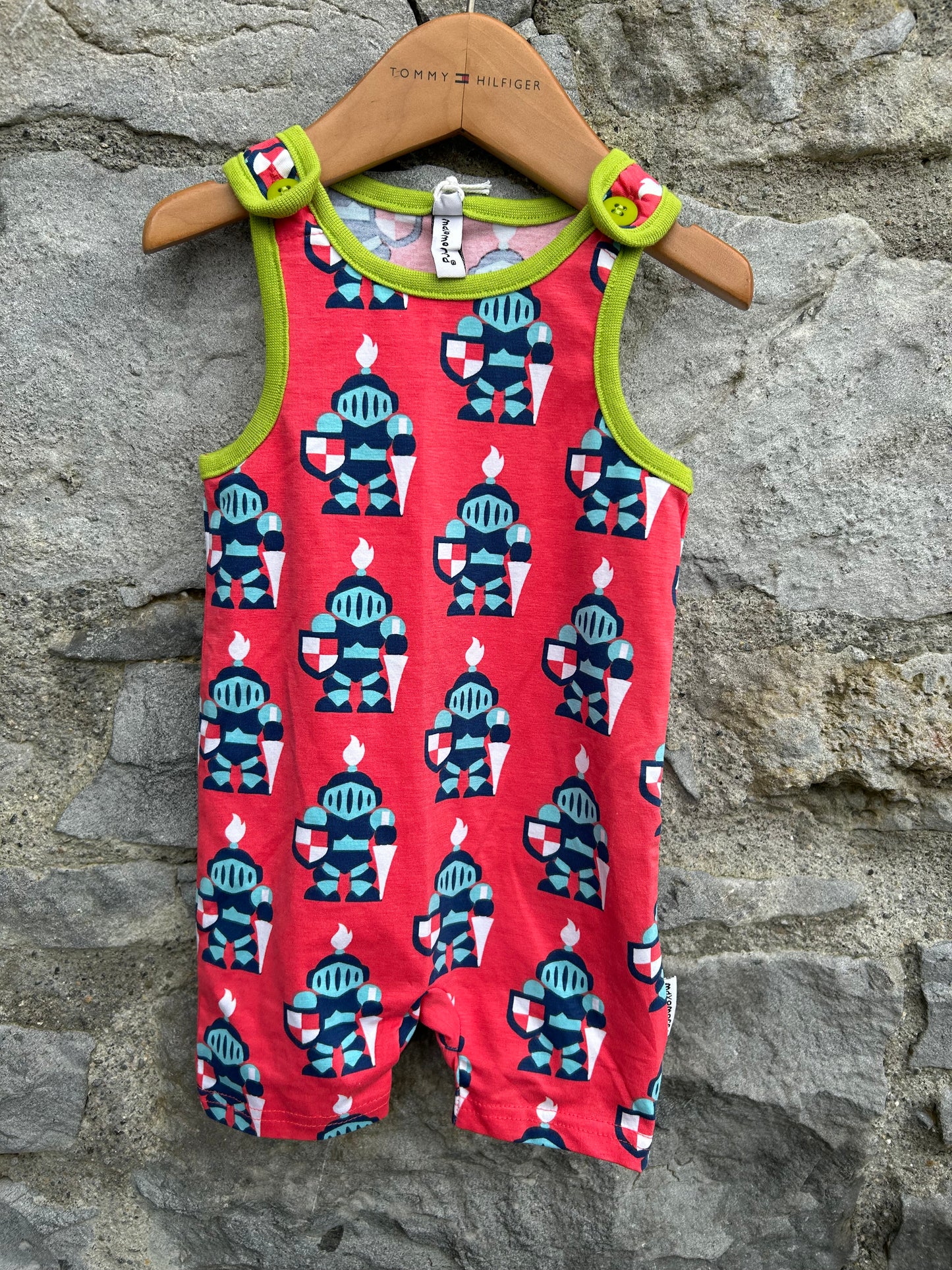 Knights red short dungarees 0-1m (50-56cm)