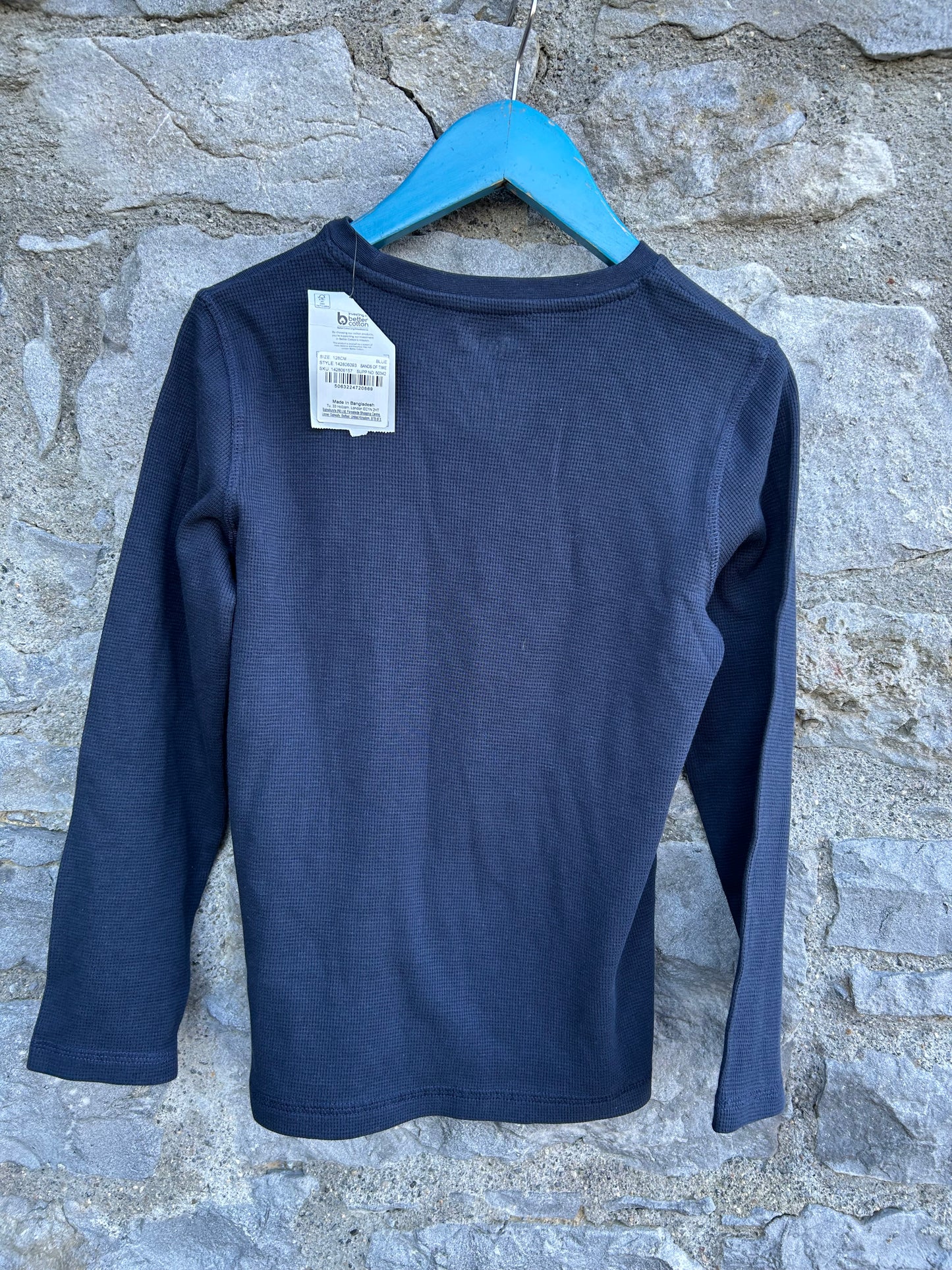 Navy waffle top 8y (128cm)
