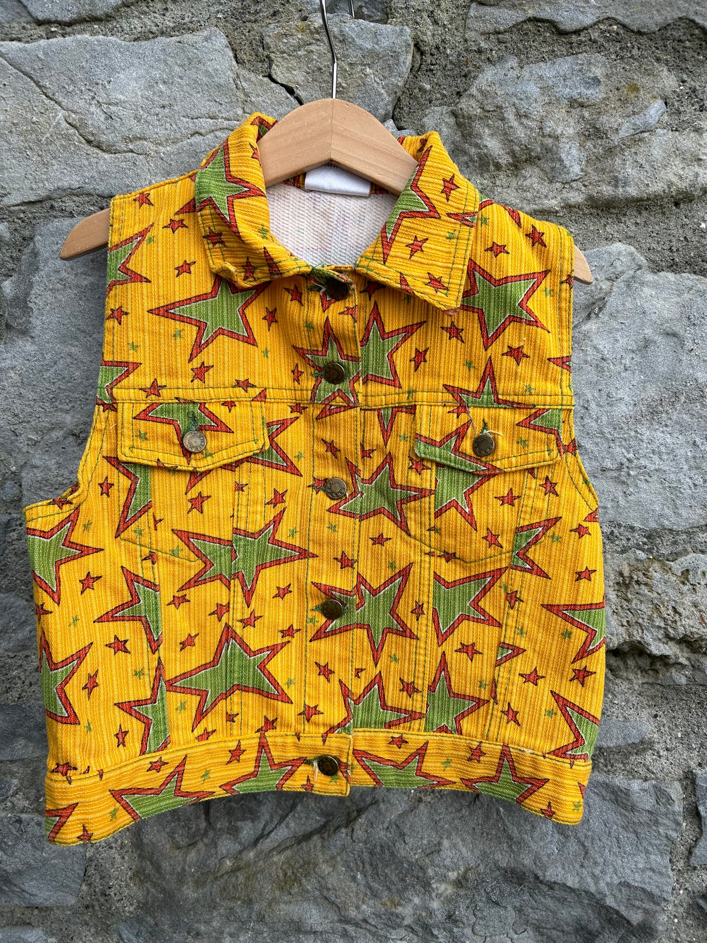 80s yellow stars gilet 3-4y (98-104cm)