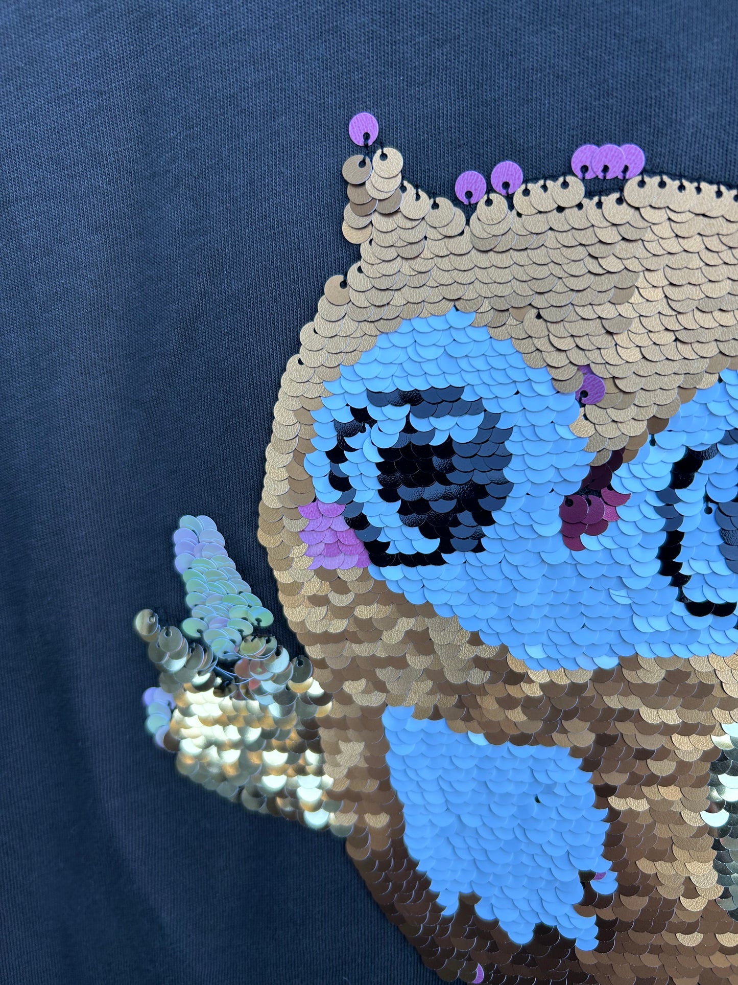 Sequin Owl brown top 6-7y (116-122cm)
