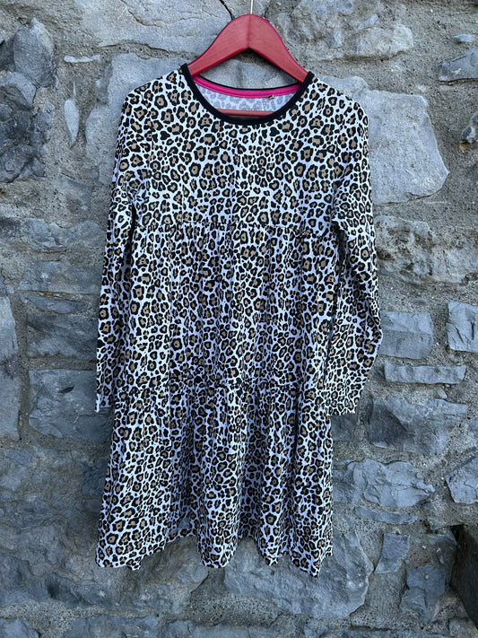 Leopard print white dress  11y (146cm)