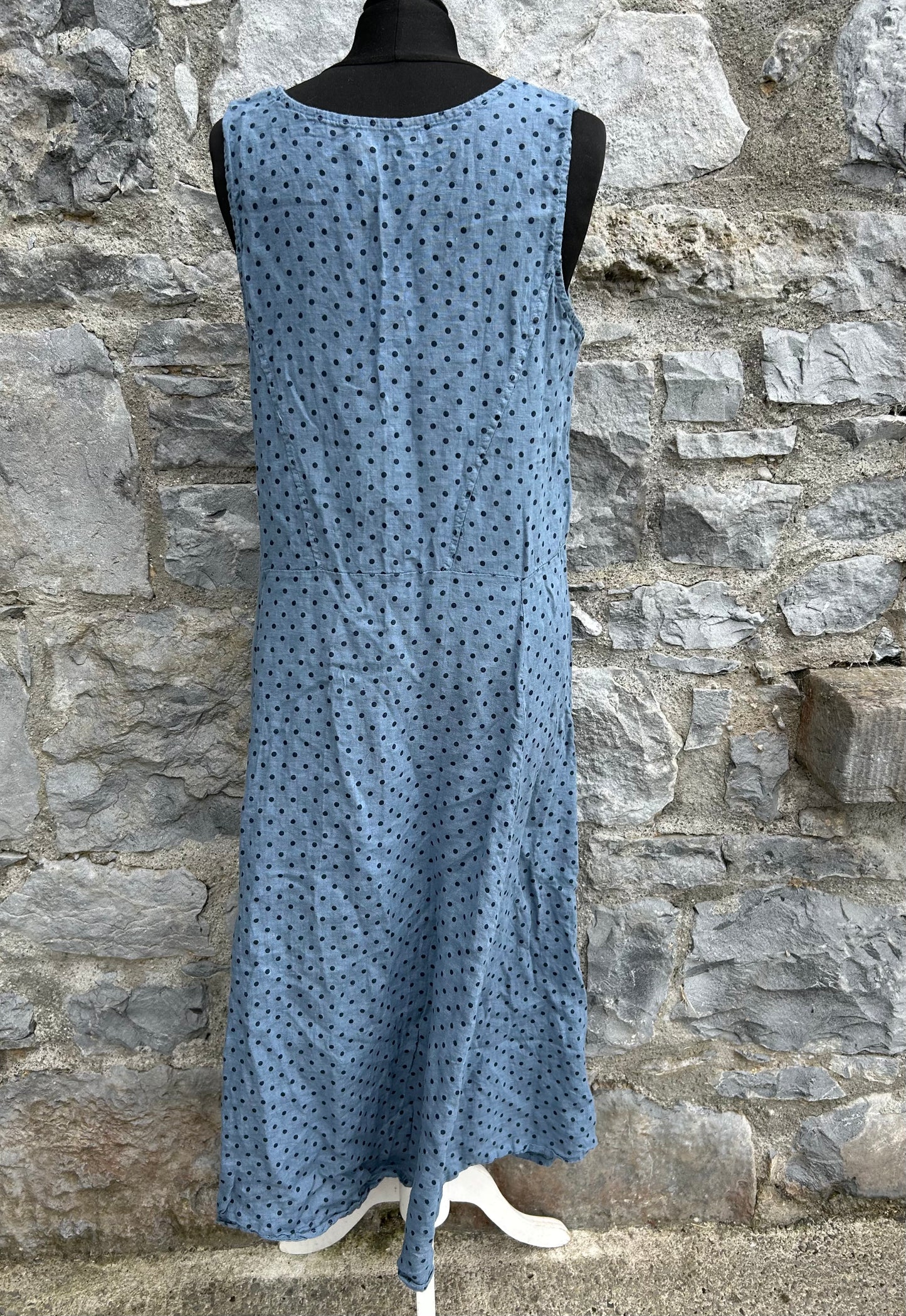 Spotty blue linen dress uk 12