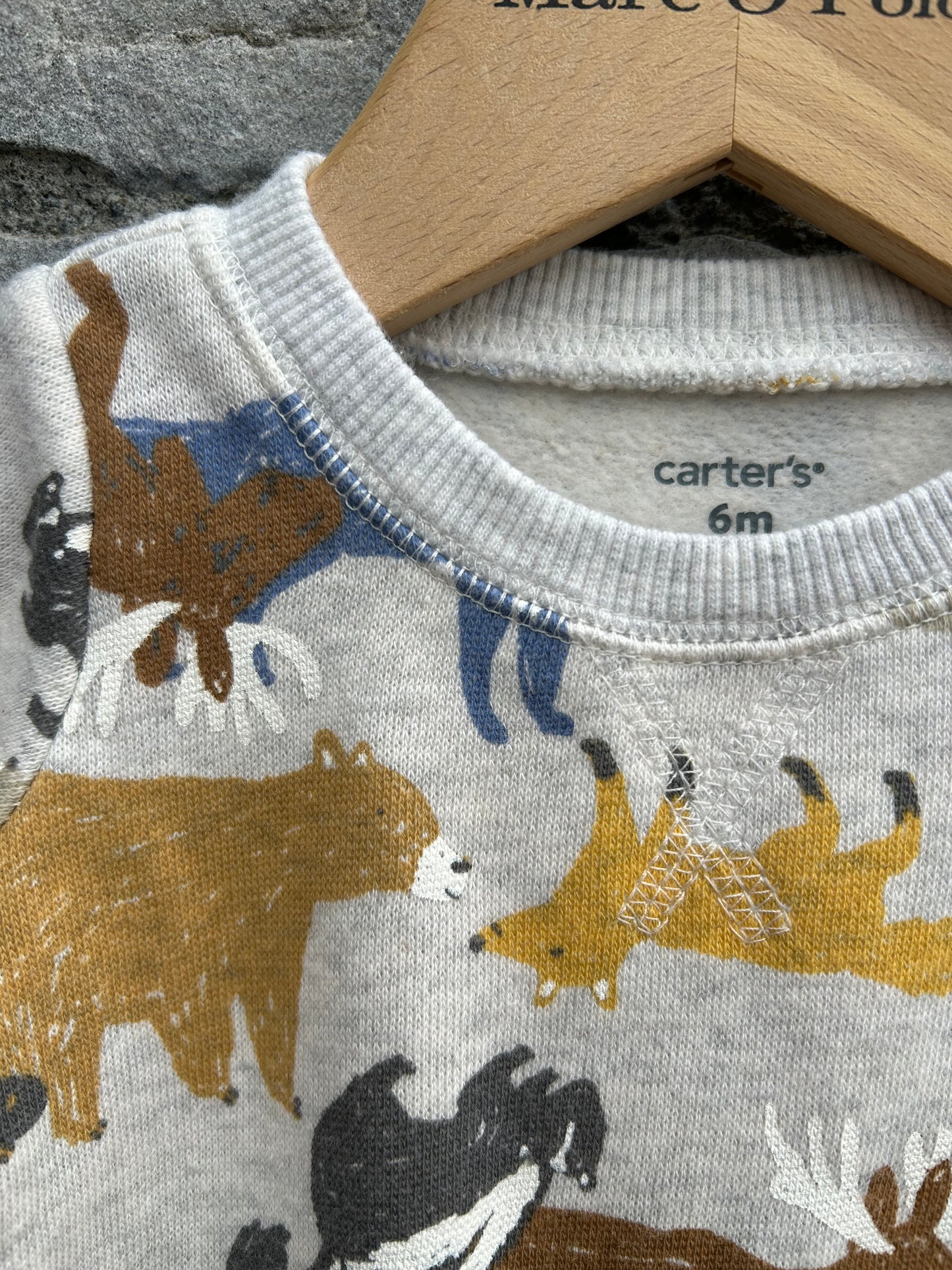 Woodland animals grey onesie 6m (68cm)