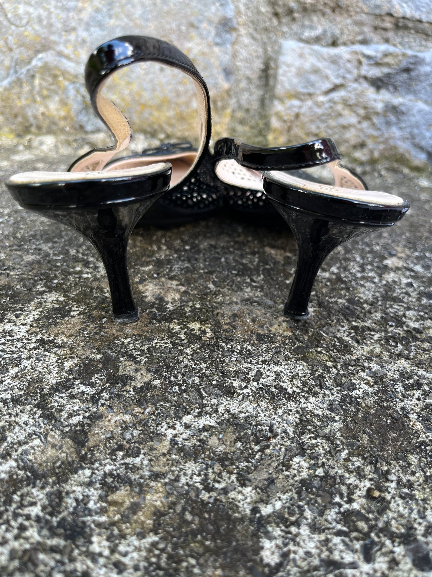 Slingback Black patent low heels uk 6 (eu 39)
