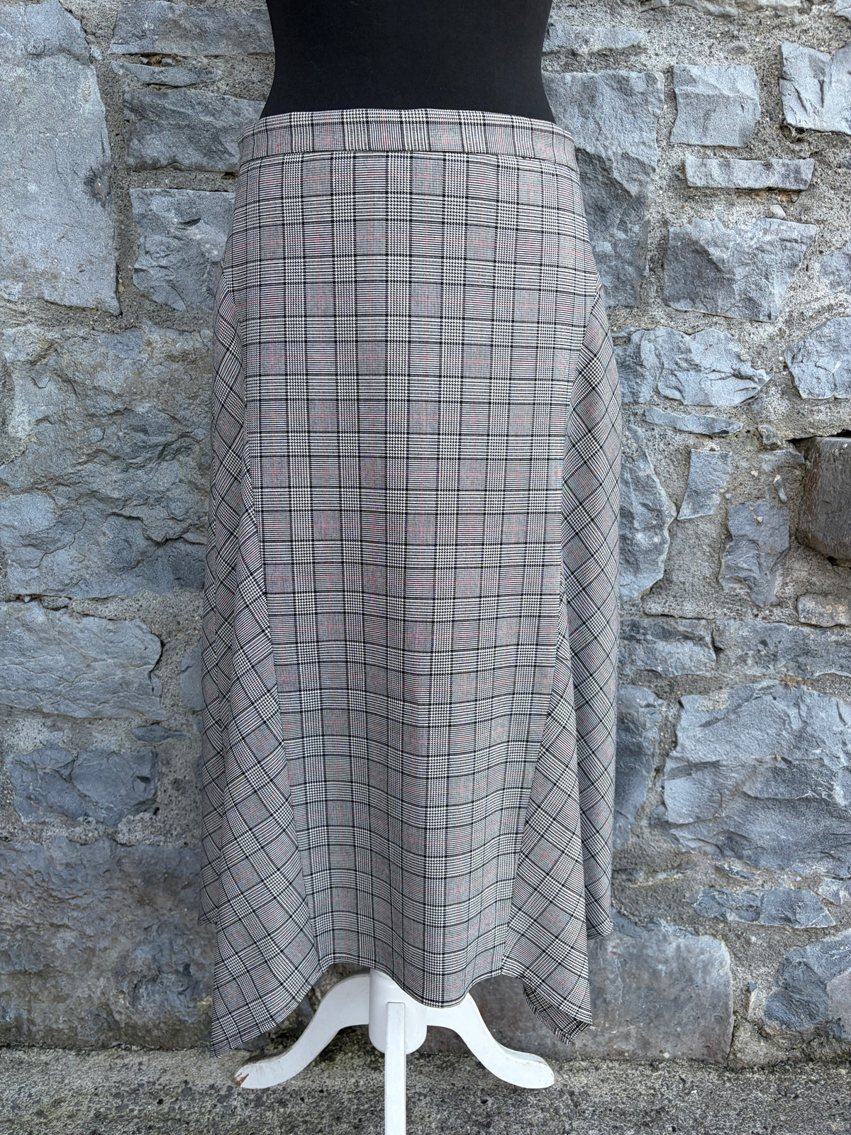 90s Grey&white houndstooth maxi skirt uk 10-12
