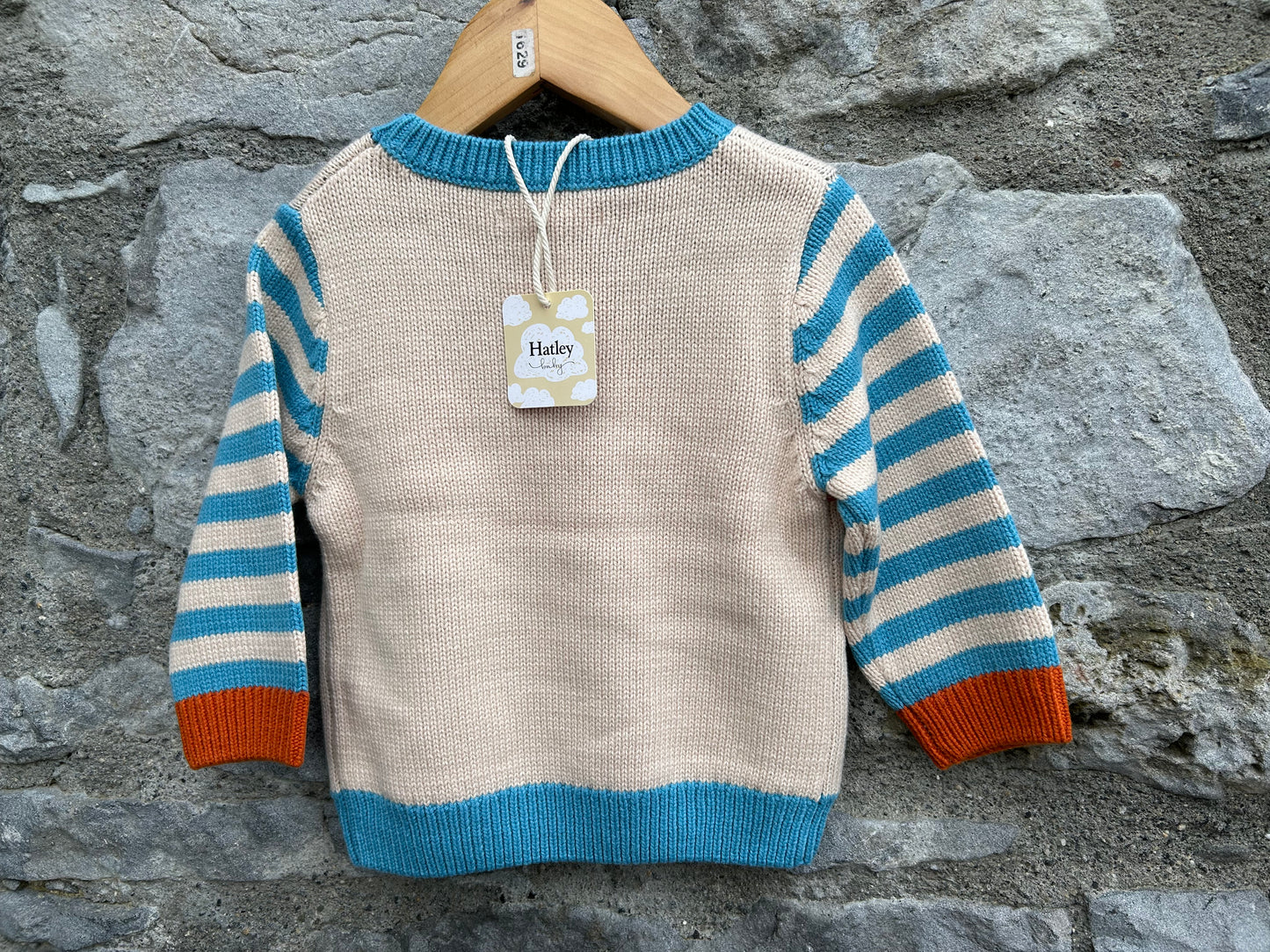 Beige Fox stripy jumper 12-18m (80-86cm)