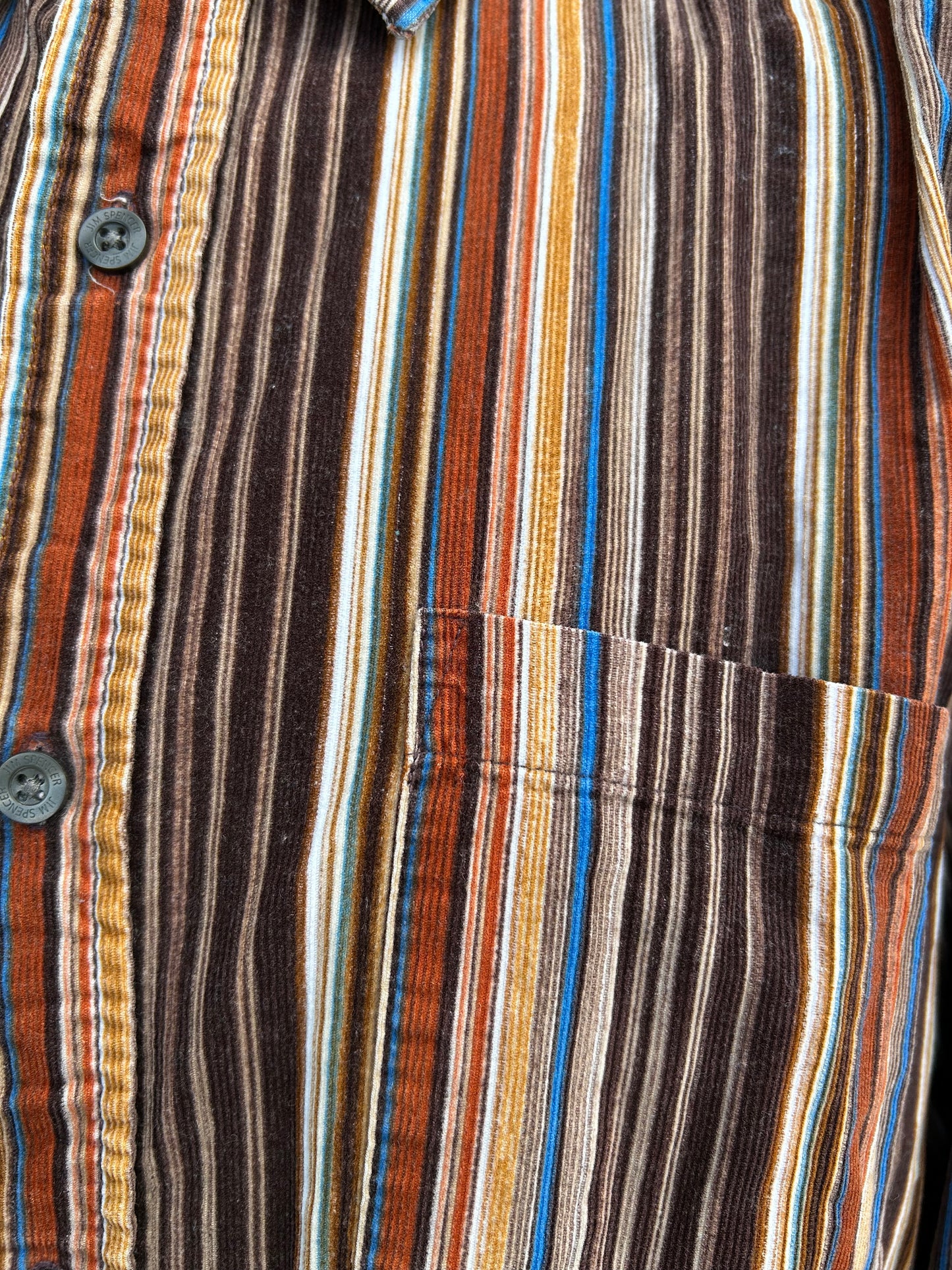 90s brown stripy cord shirt Large