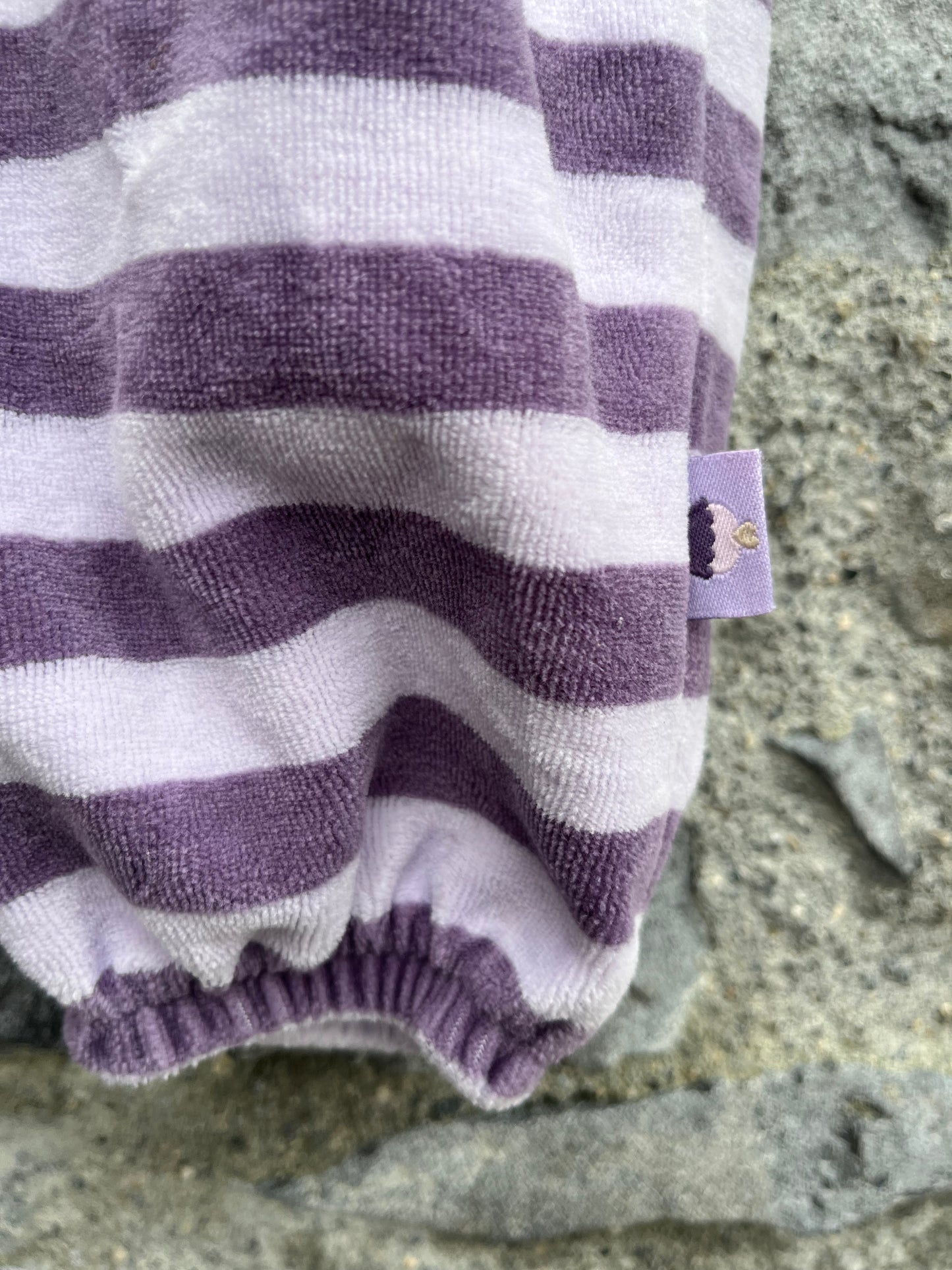 Stripy purple velour pants 0-1m (50-56cm)