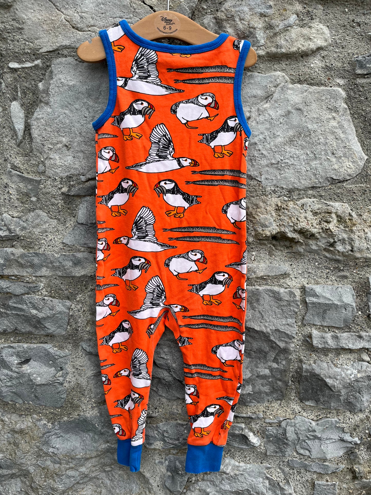 Orange puffin dungarees 2y (92cm)
