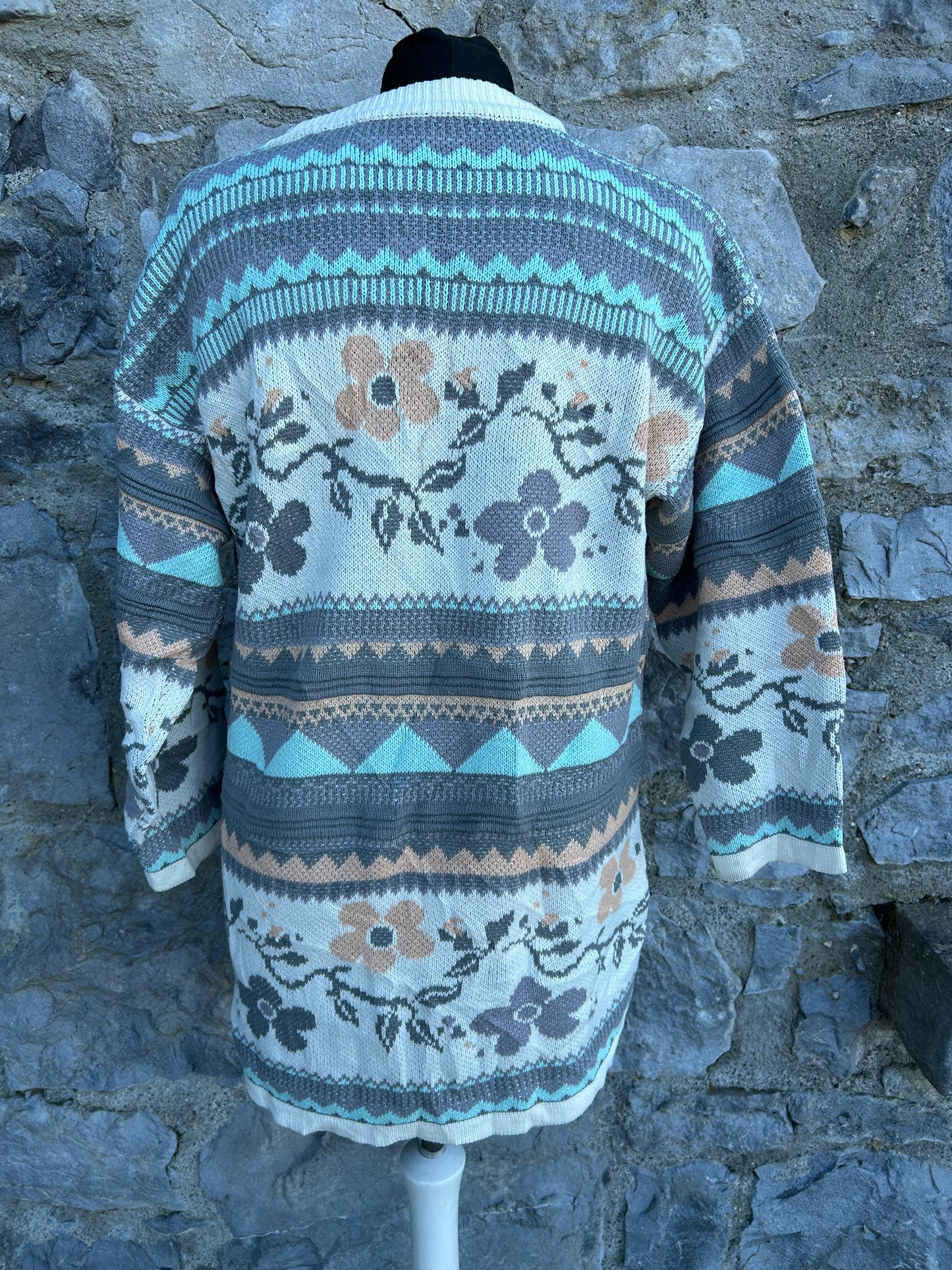 80s pastel floral long jumper uk 10-12