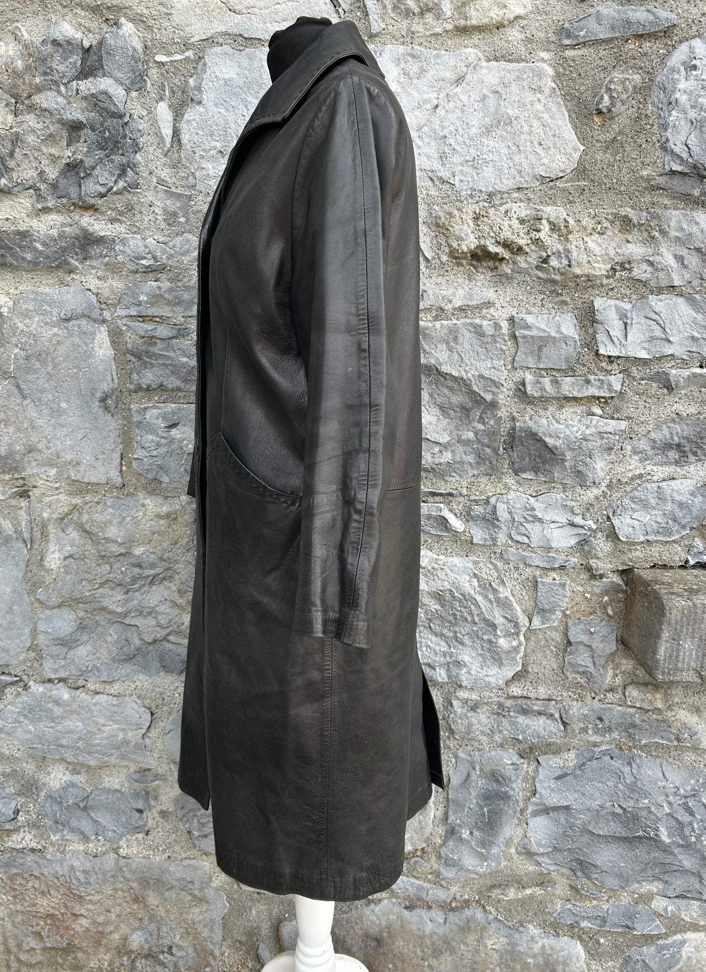90s black leather coat uk 8