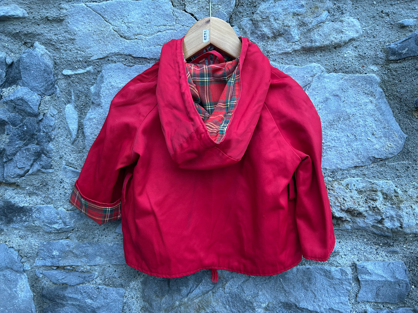 70s Red hooded jacket 9-12m (74-80cm)