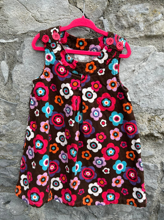 Colourful flowers cord pinafore  2-3y (92-98cm)
