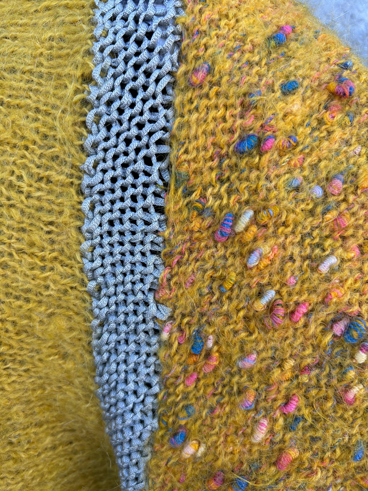 80s yellow&petrol woolly jumper uk 10-12