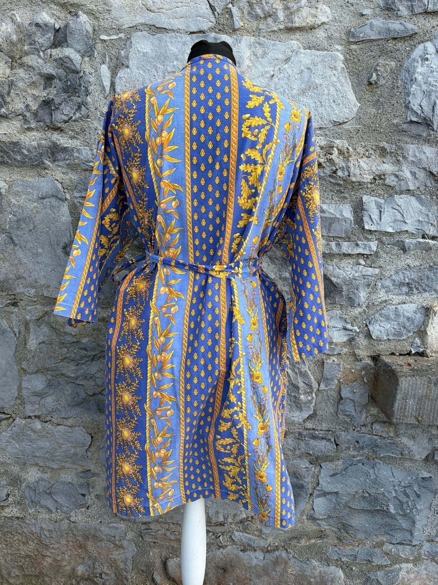 Blue patterned cotton kimono robe uk 12