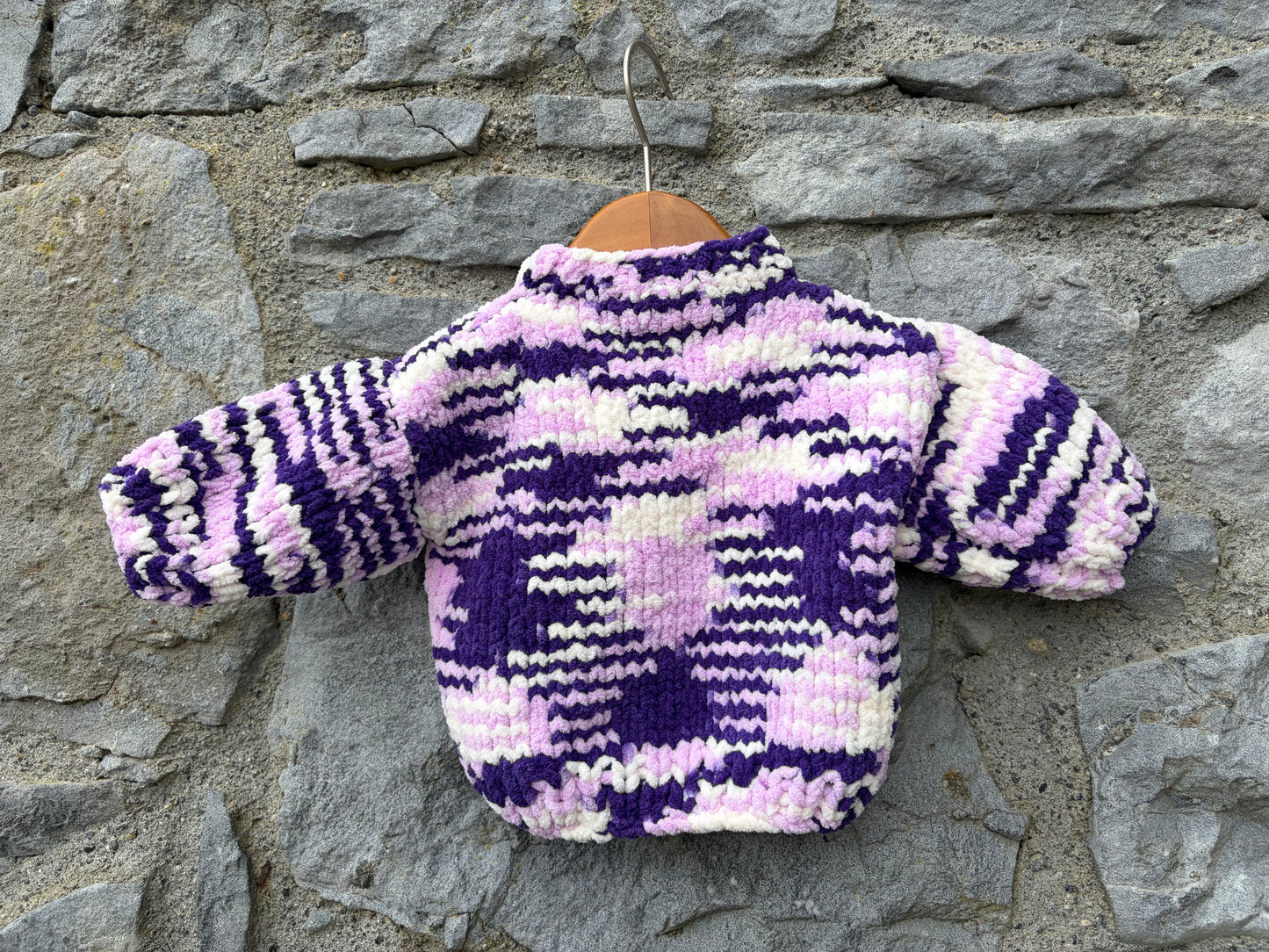 Purple melange fleece cardigan 0-3m (56-62cm)