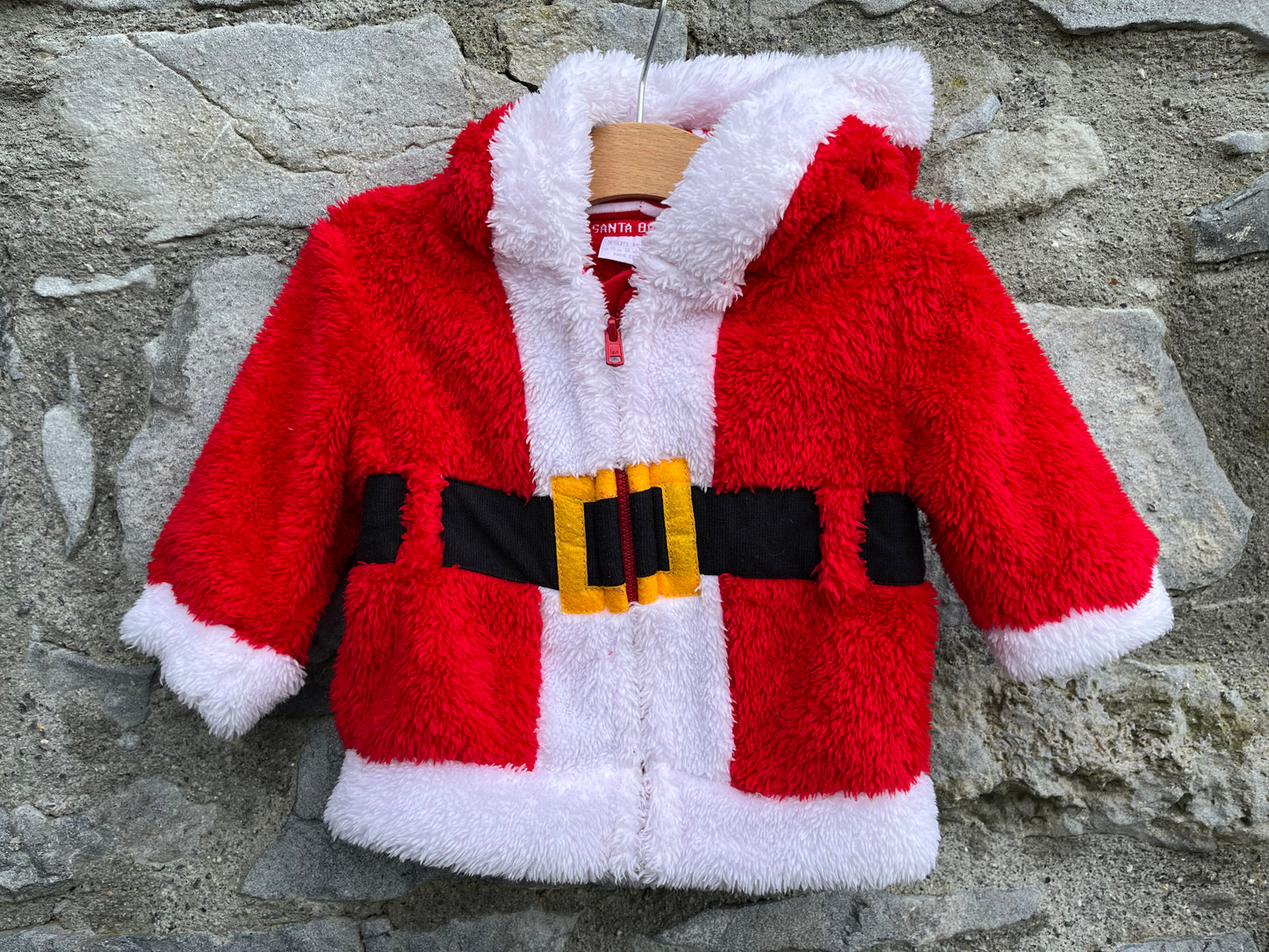 Santa furry hoodie 0-3m (56-62cm)