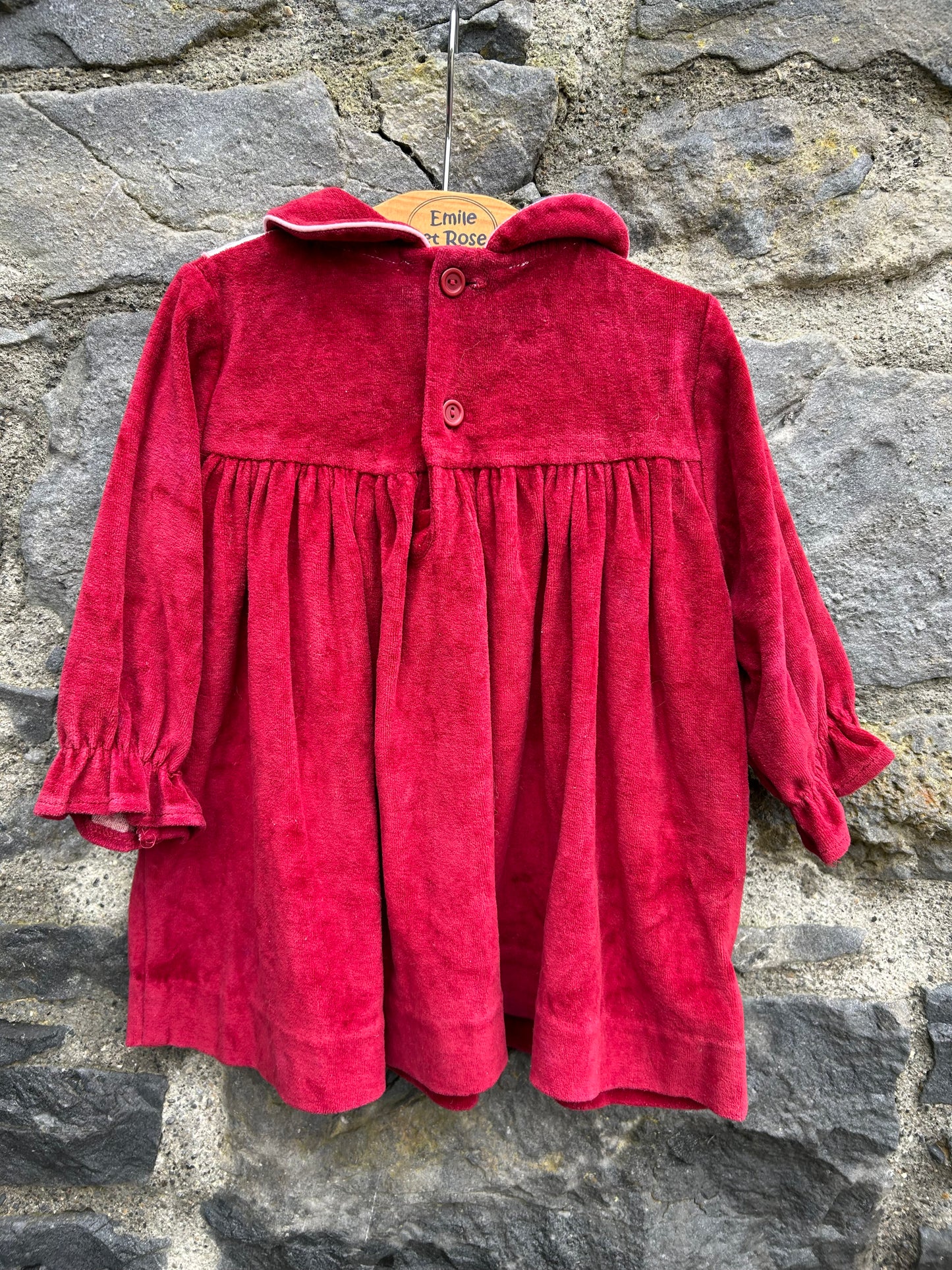 80s red velour dress 9-12m (74-80cm)