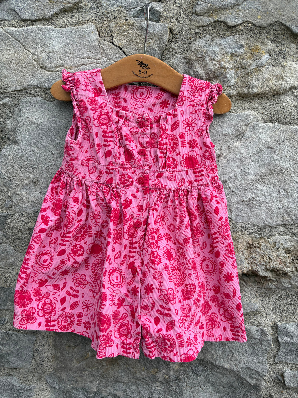 Pink floral cord pinafore 6-9m (68-74cm)