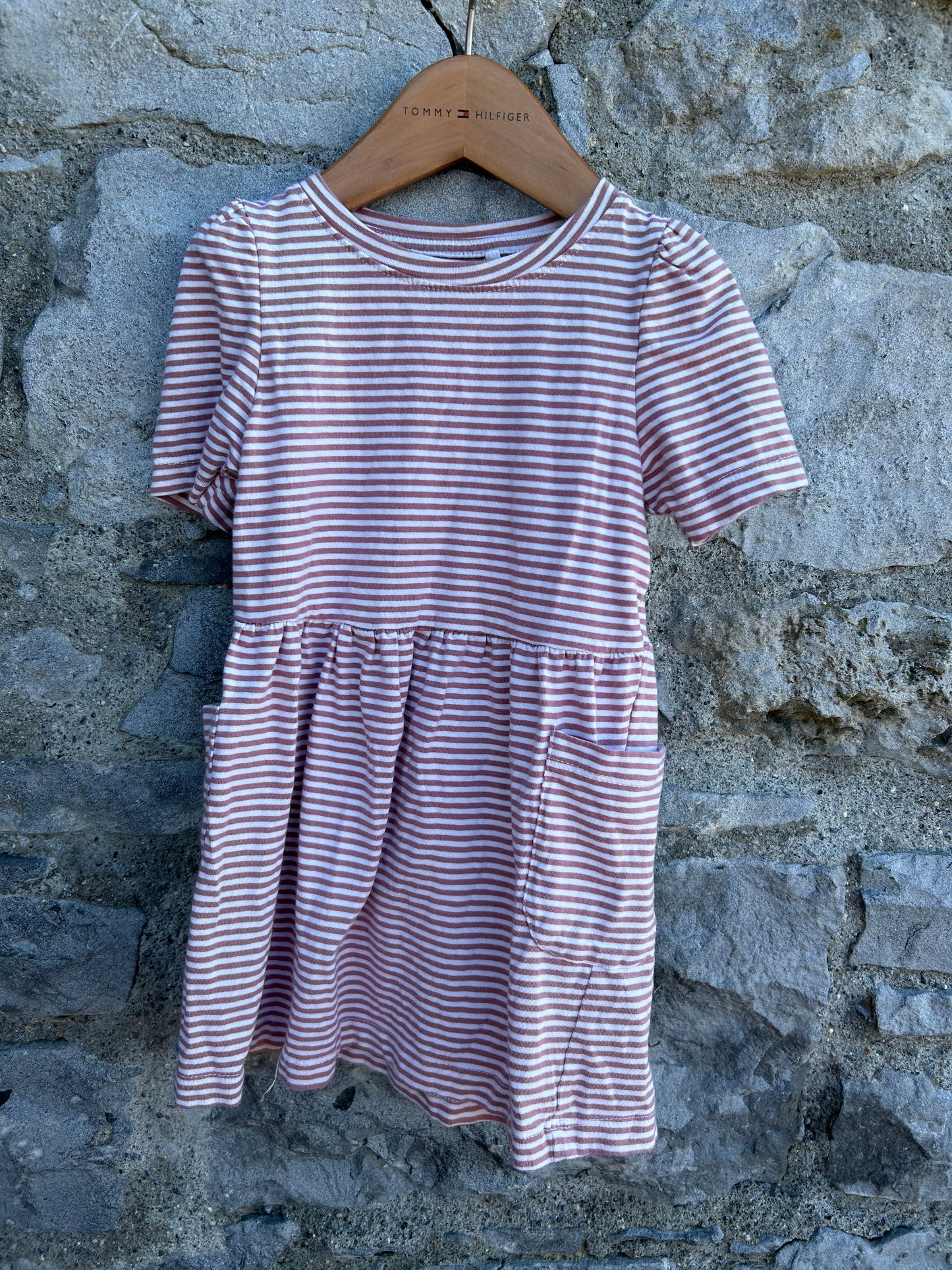Pink stripy dress 18-24m (86-92cm)