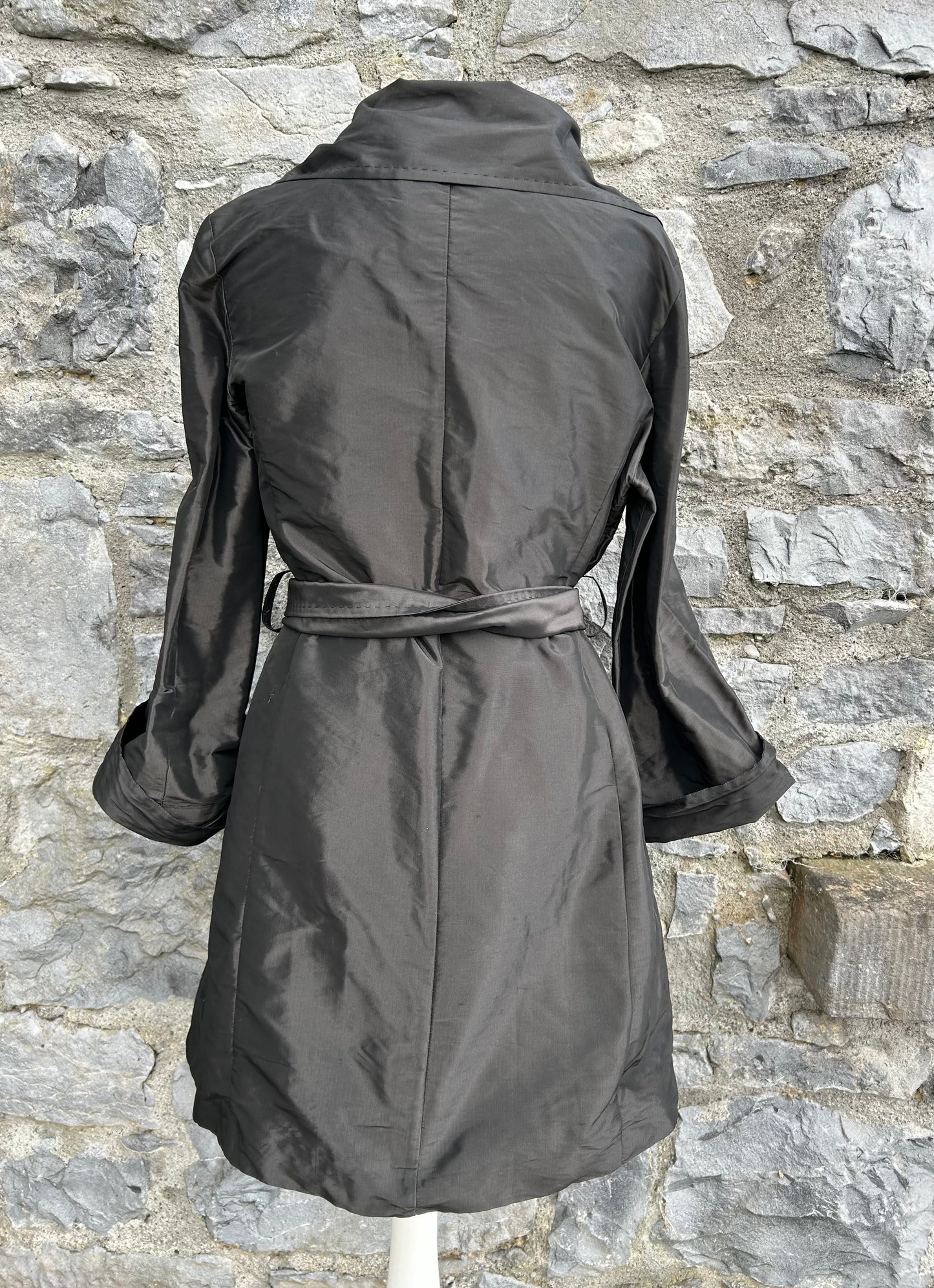 Shiny black lightweight coat uk 12