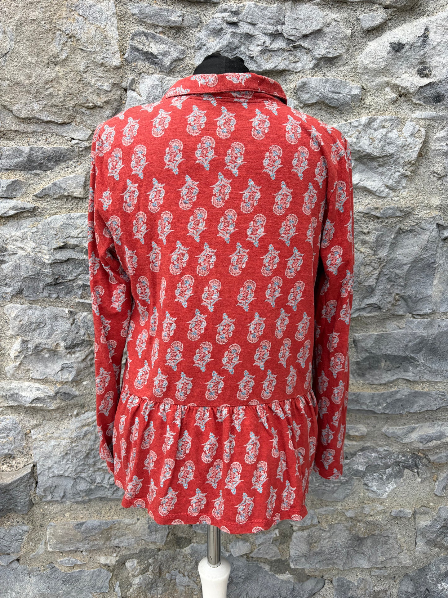 Red floral pintuck pleats top uk 12