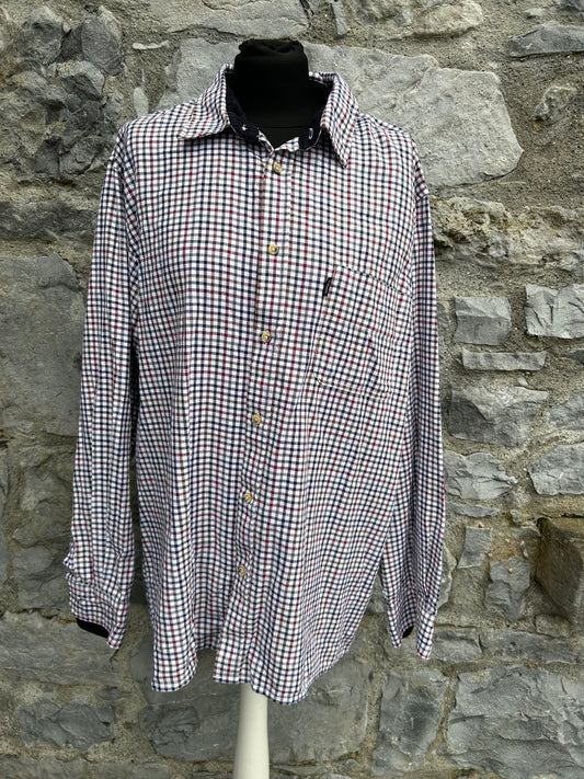 Brown&white check shirt Large