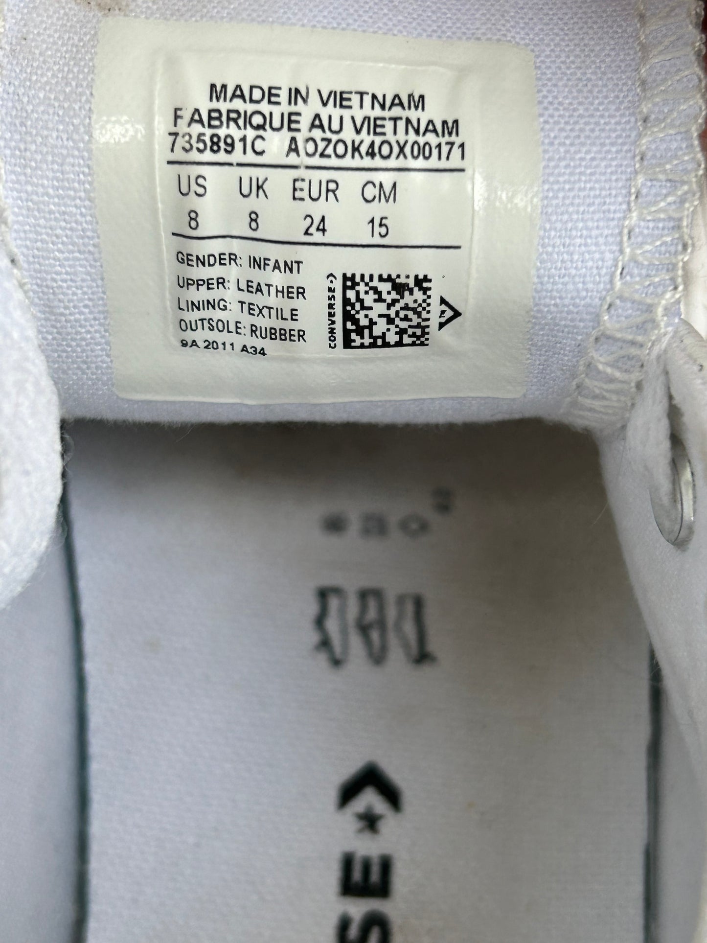 White leather converse uk 8 (eu 24)