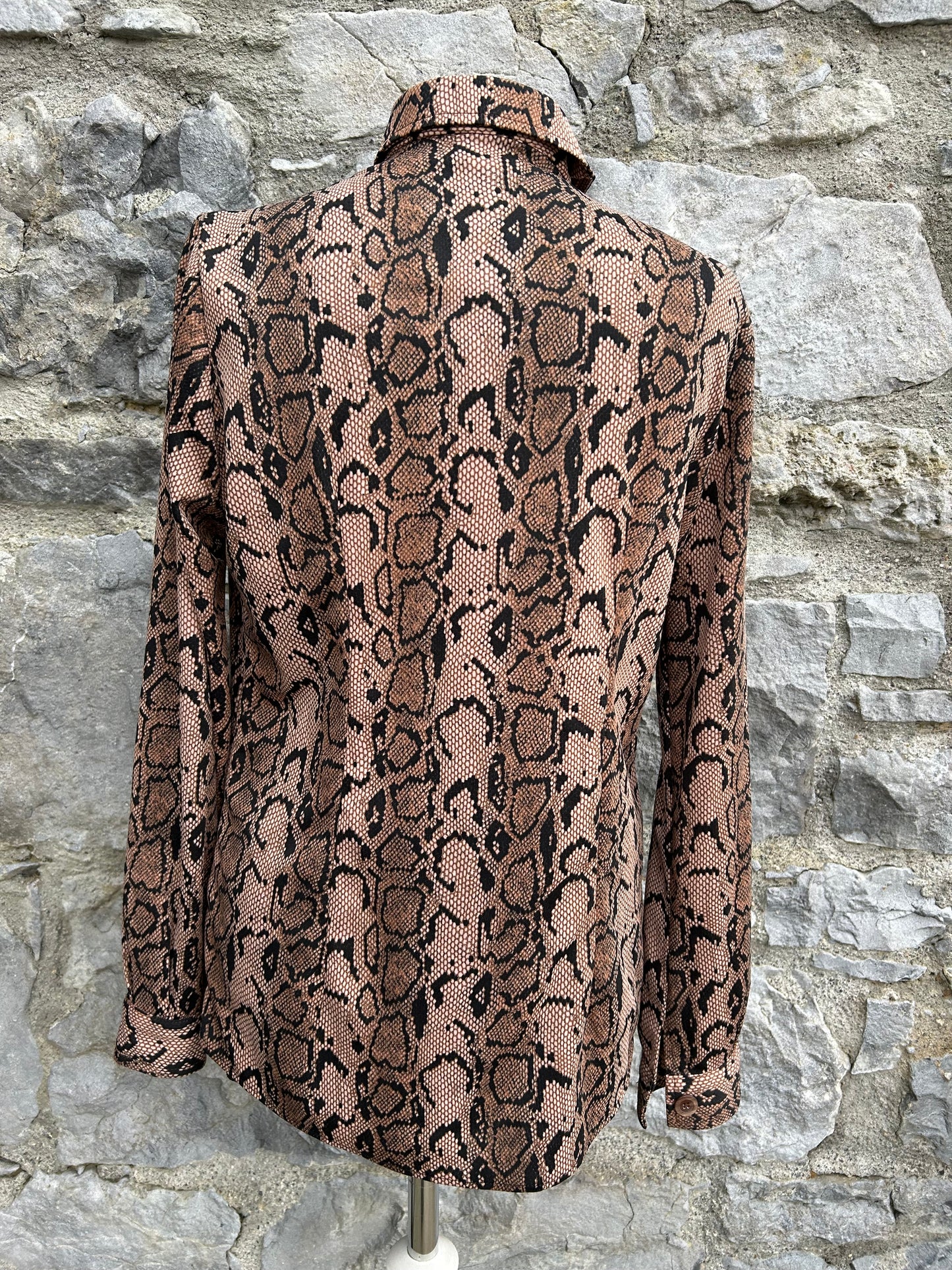 90s brown snakeskin print blouse uk 12-14