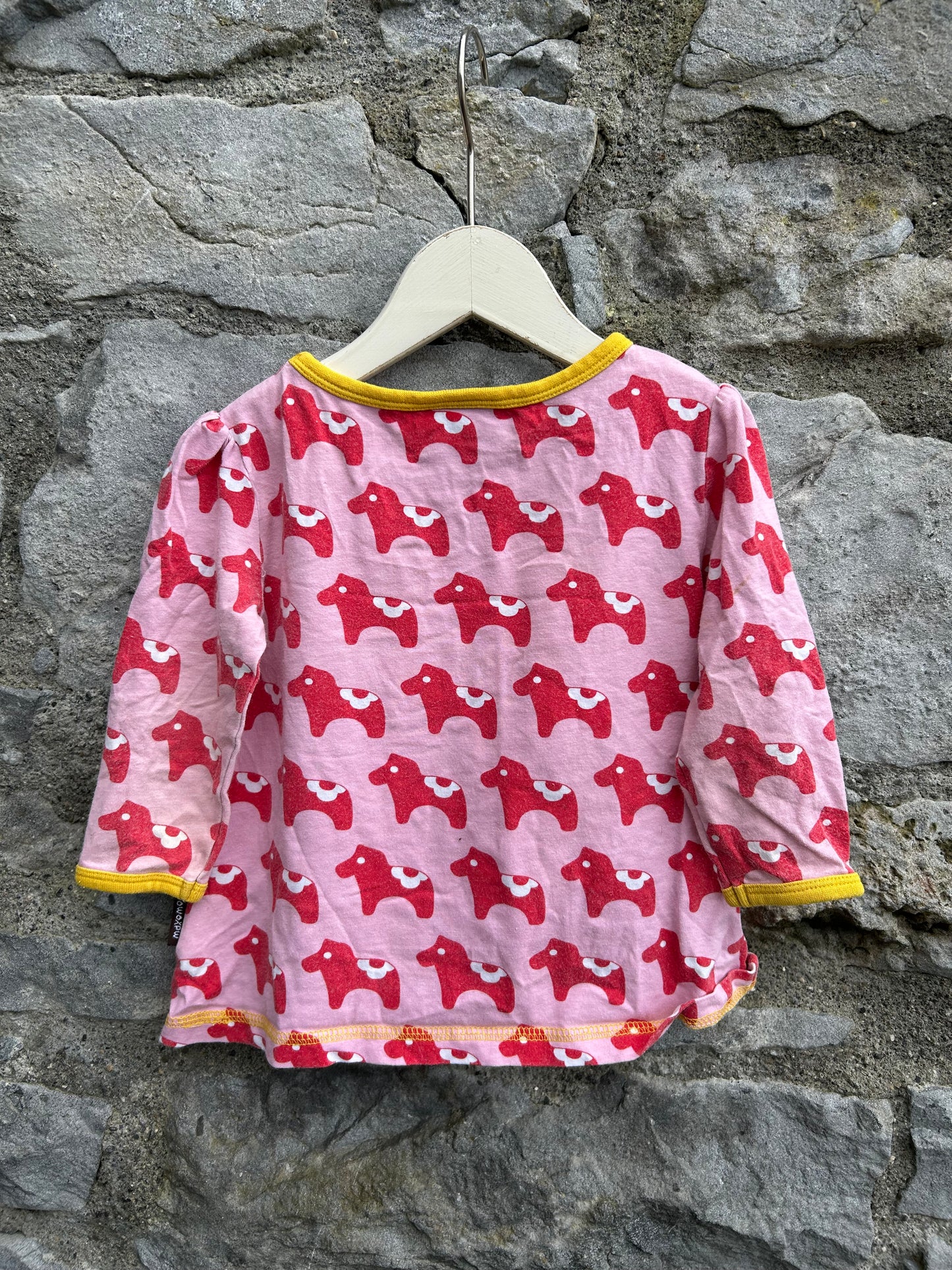 Pink dala horse tunic 9-12m (74-80cm)