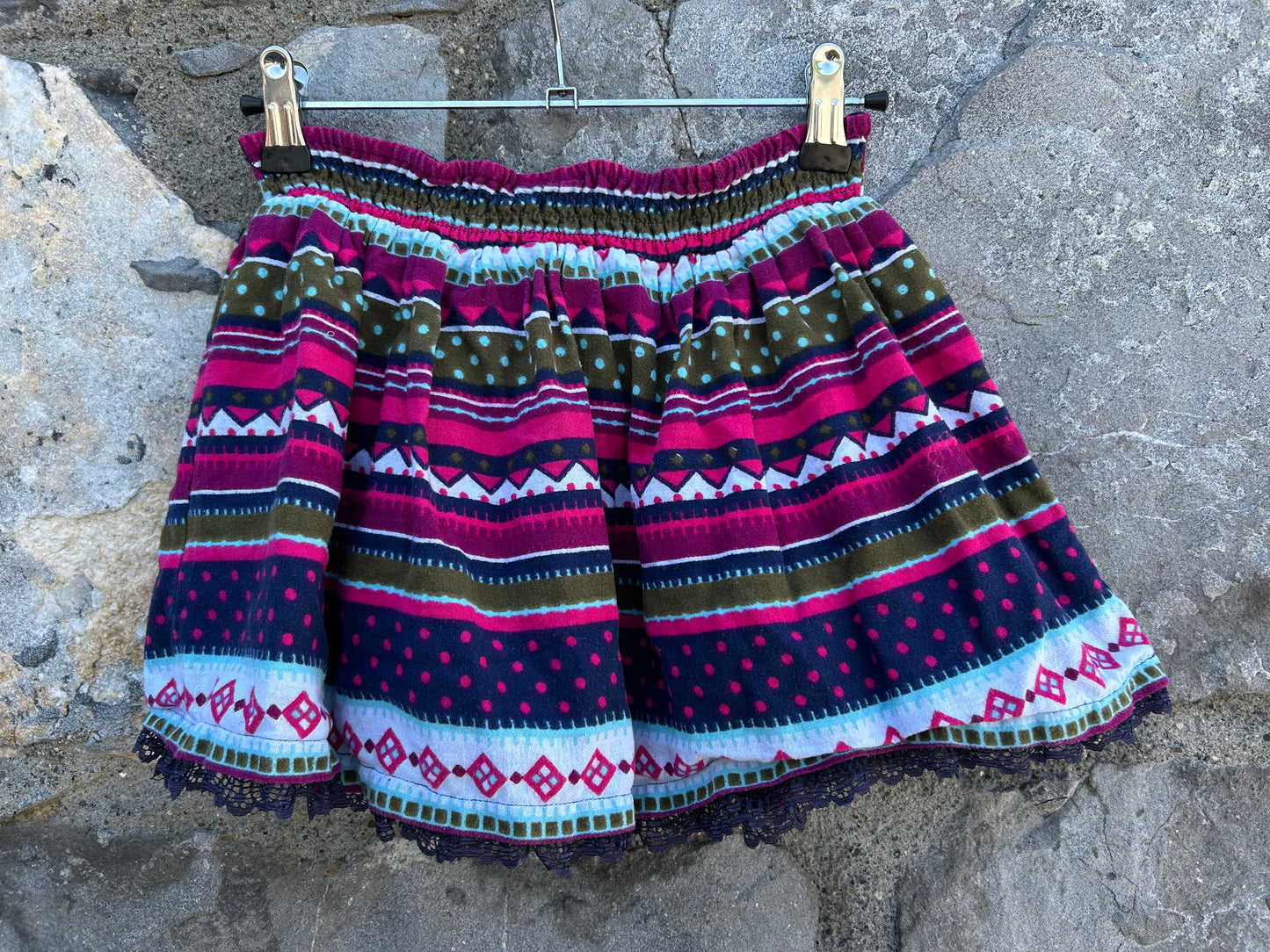 Pink geometric panels skirt 5y (110cm)
