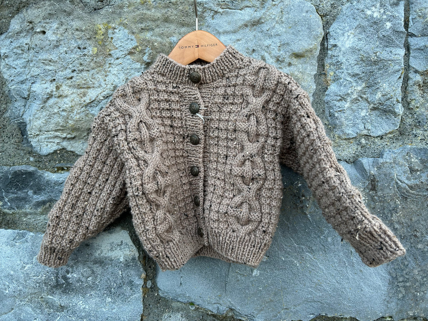 Brown Aran style cardigan 12-18m (80-86cm)