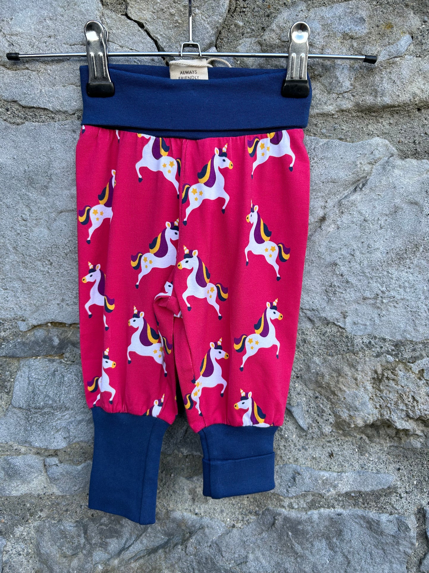 Pink unicorn rib pants 3-6m (62-68cm)