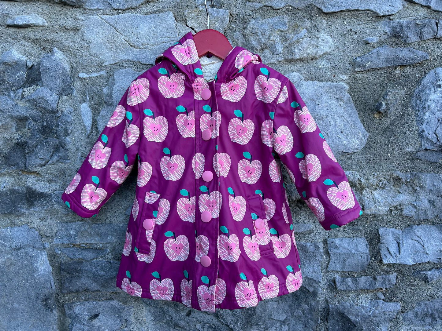 Pink apples Sherpa lined coat 18-24m (86-92cm)