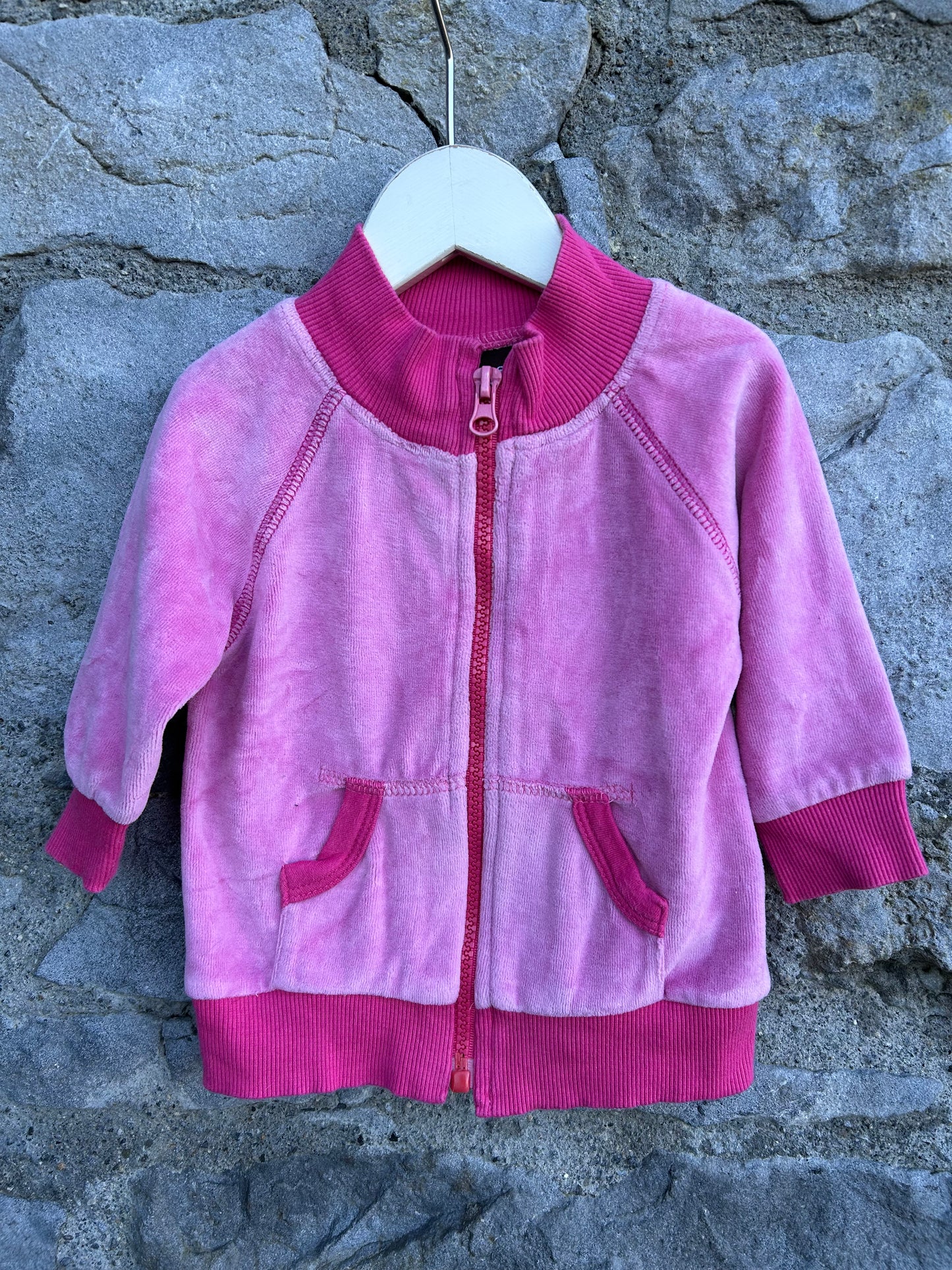 Pink velour sport jacket 3-6m (62-68cm)