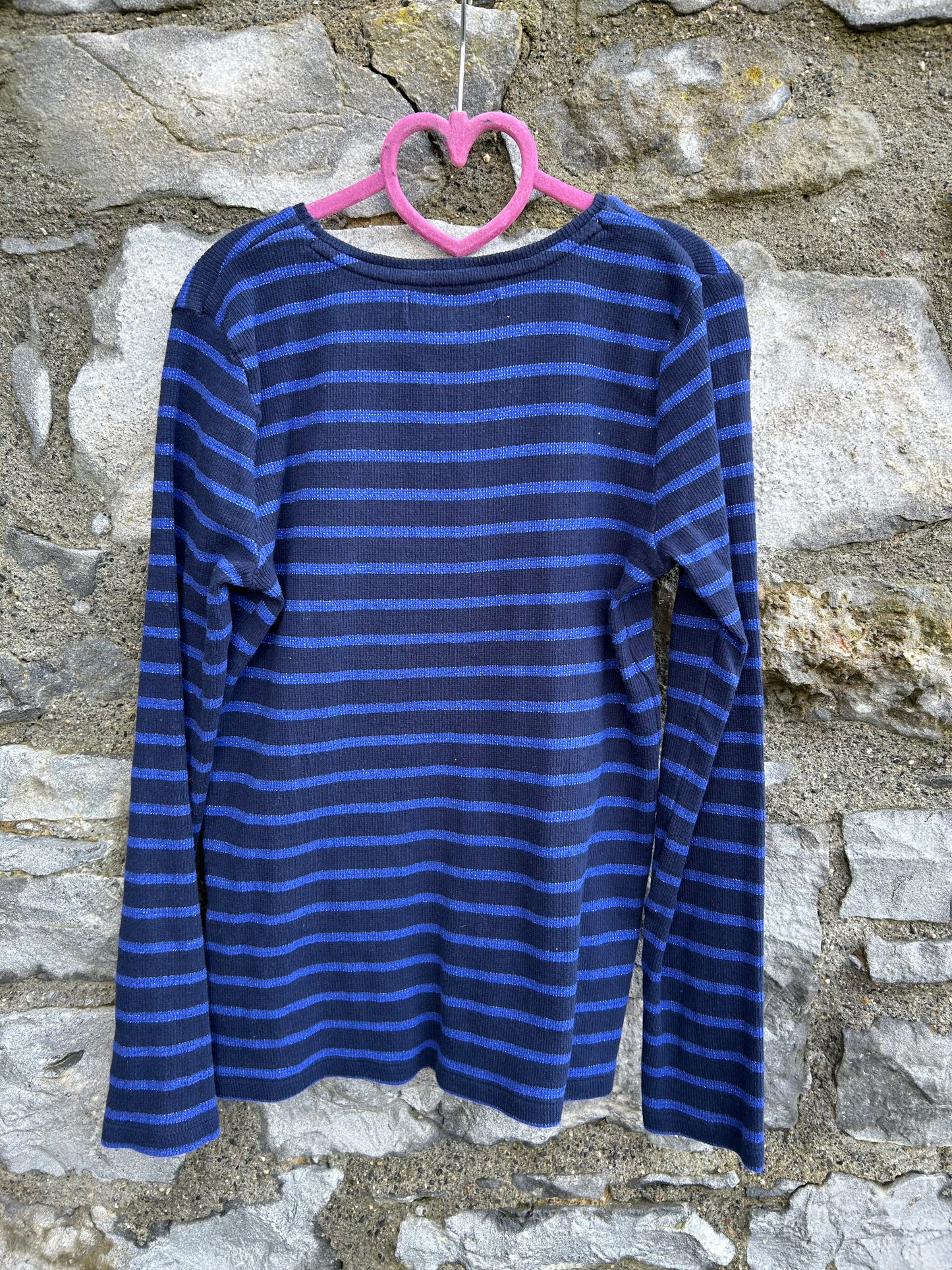 Blue and glitter navy stripy top 11y (146cm)