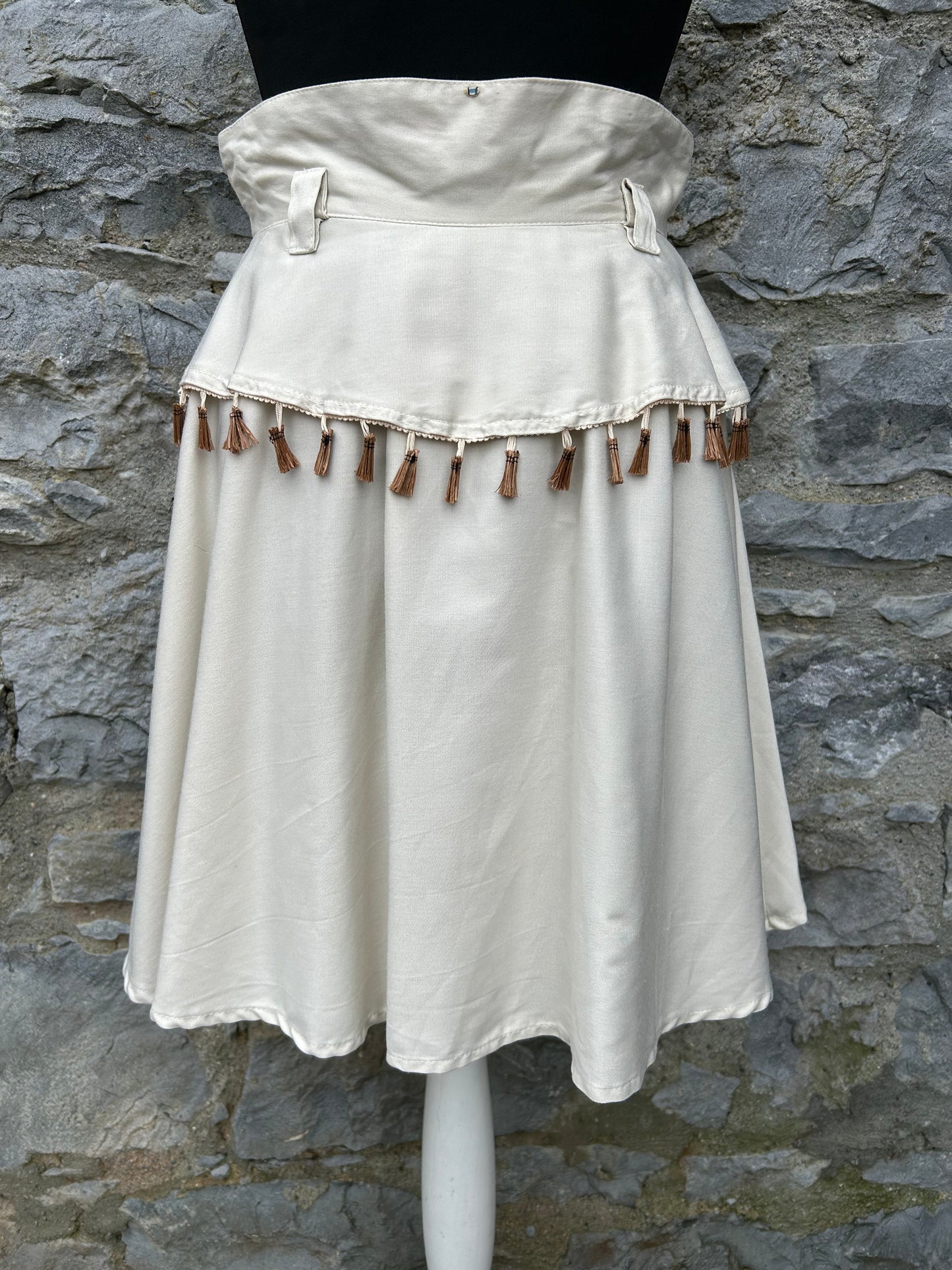 80s beige high waist skirt uk 6-8