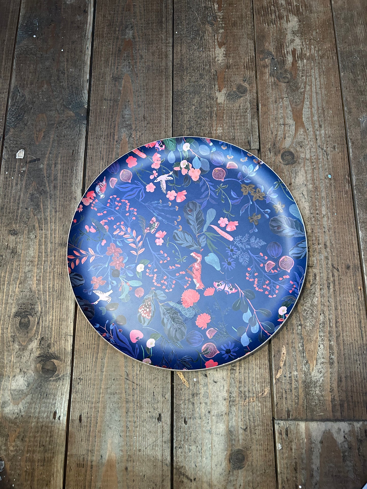 Willow wood round large tray