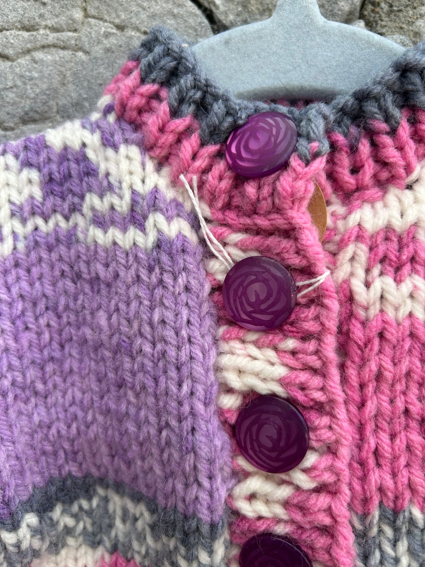 Pink&purple melange cardigan 3-6m (62-68cm)