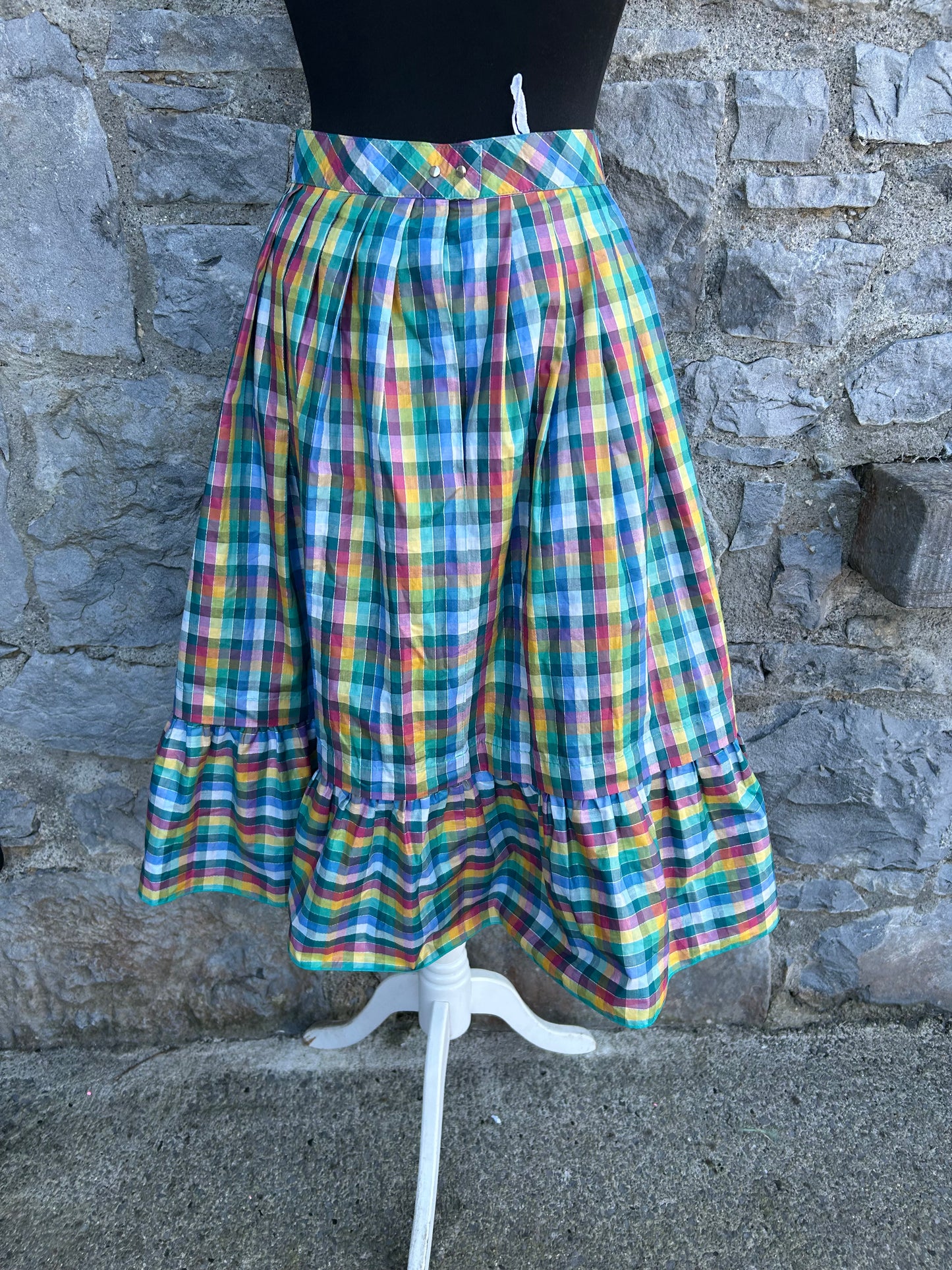 80s rainbow check top&skirt uk 8