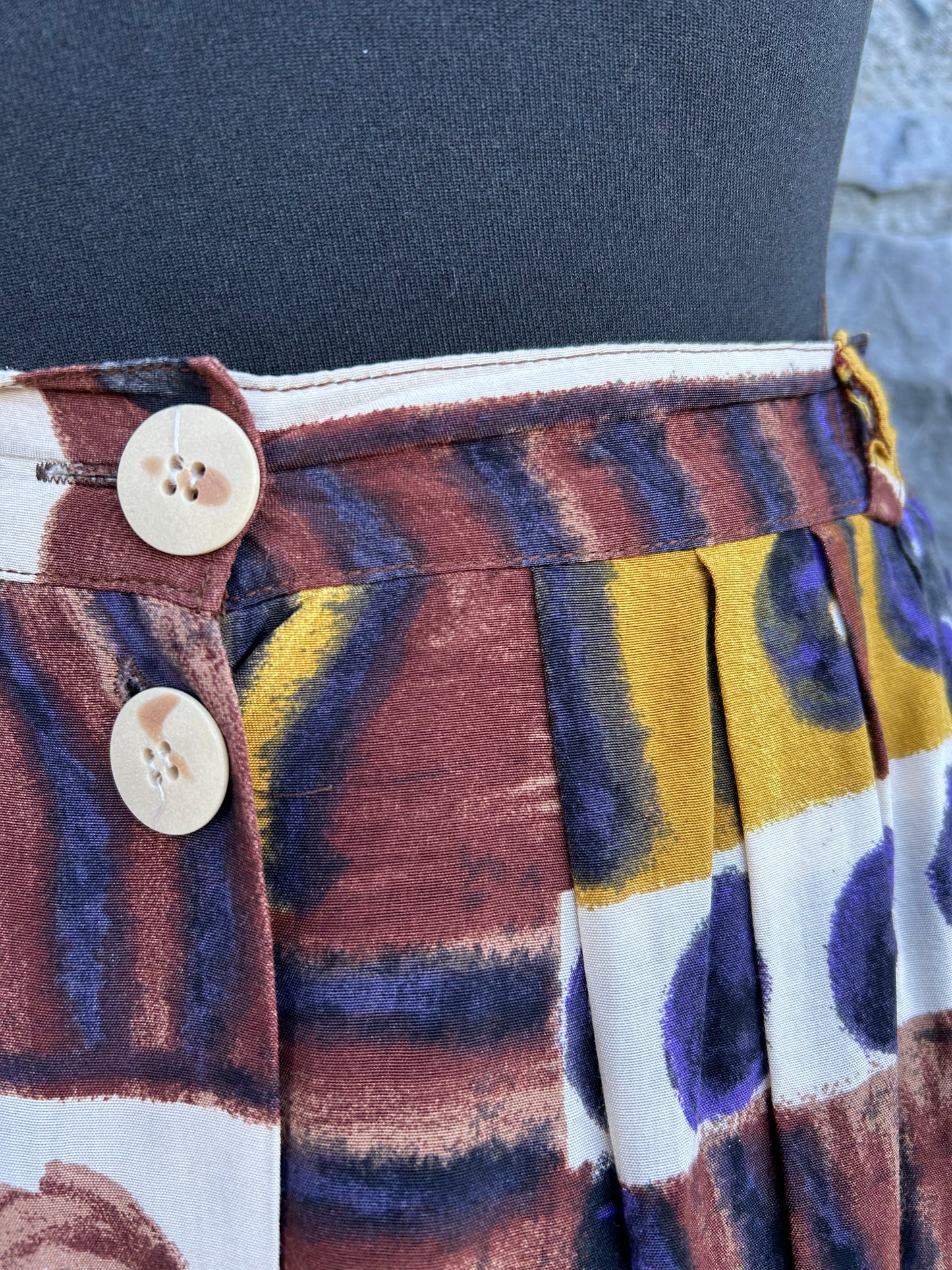 80s brown patchwork skirt uk 8-10