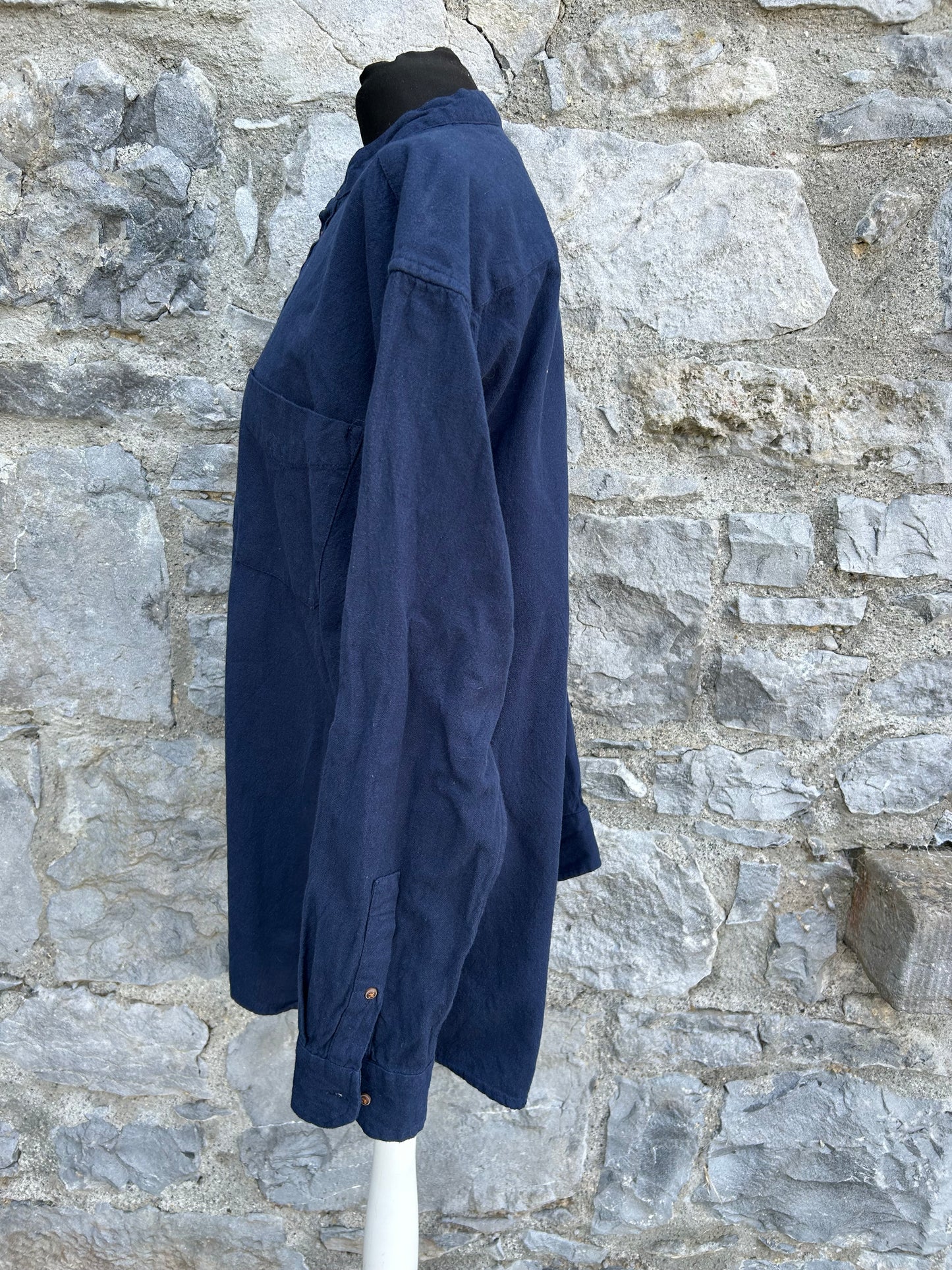 Navy grandpa collar shirt Medium