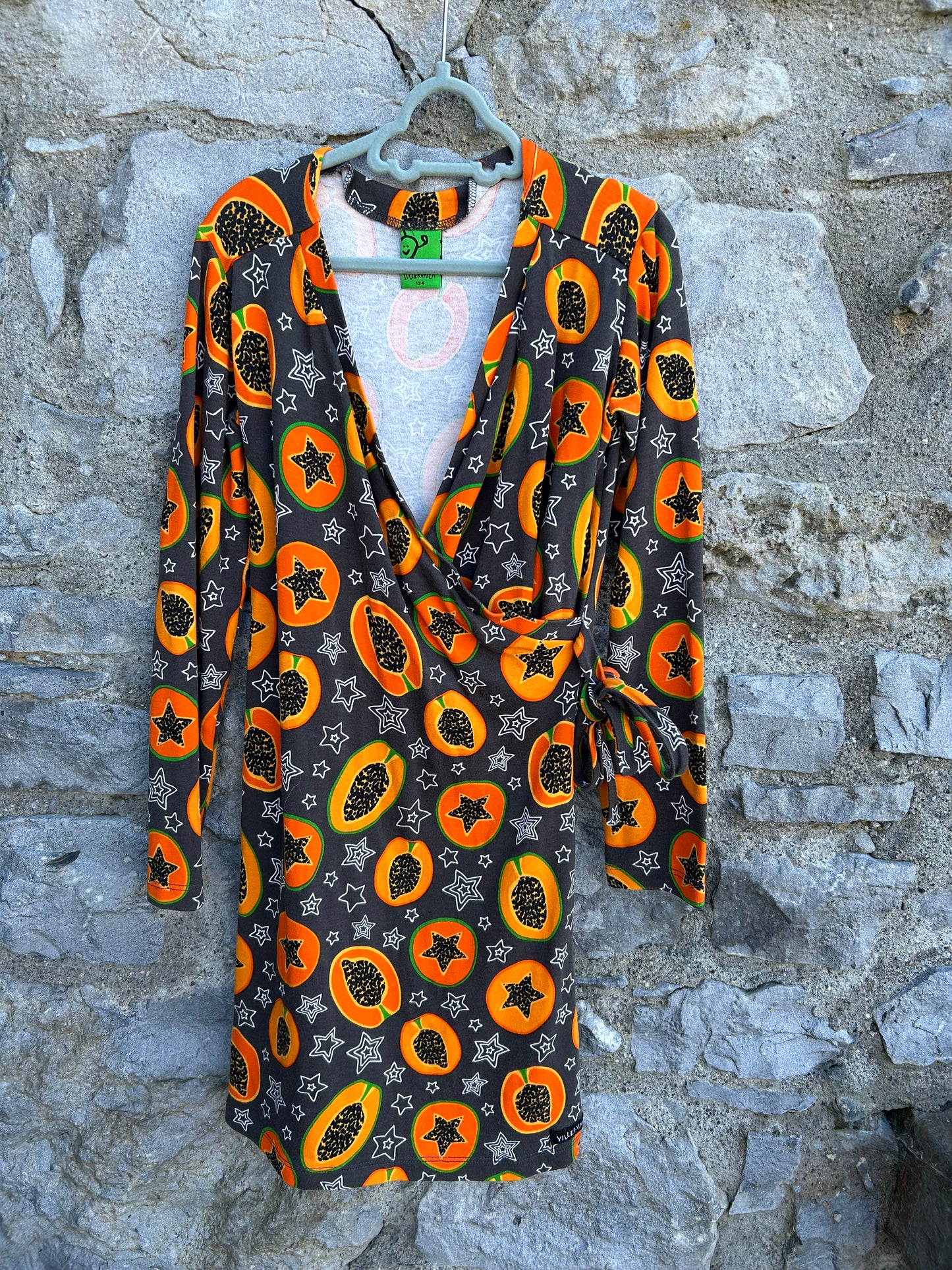 Papaya charcoal fix wrap dress 8-9y (128-134cm)