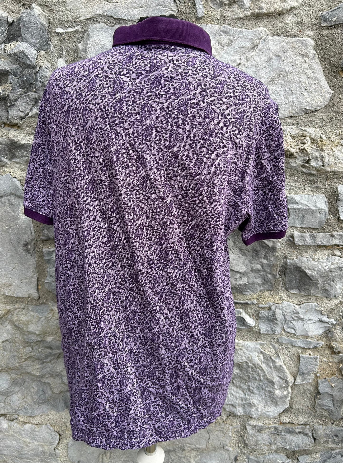 Purple floral polo top Small