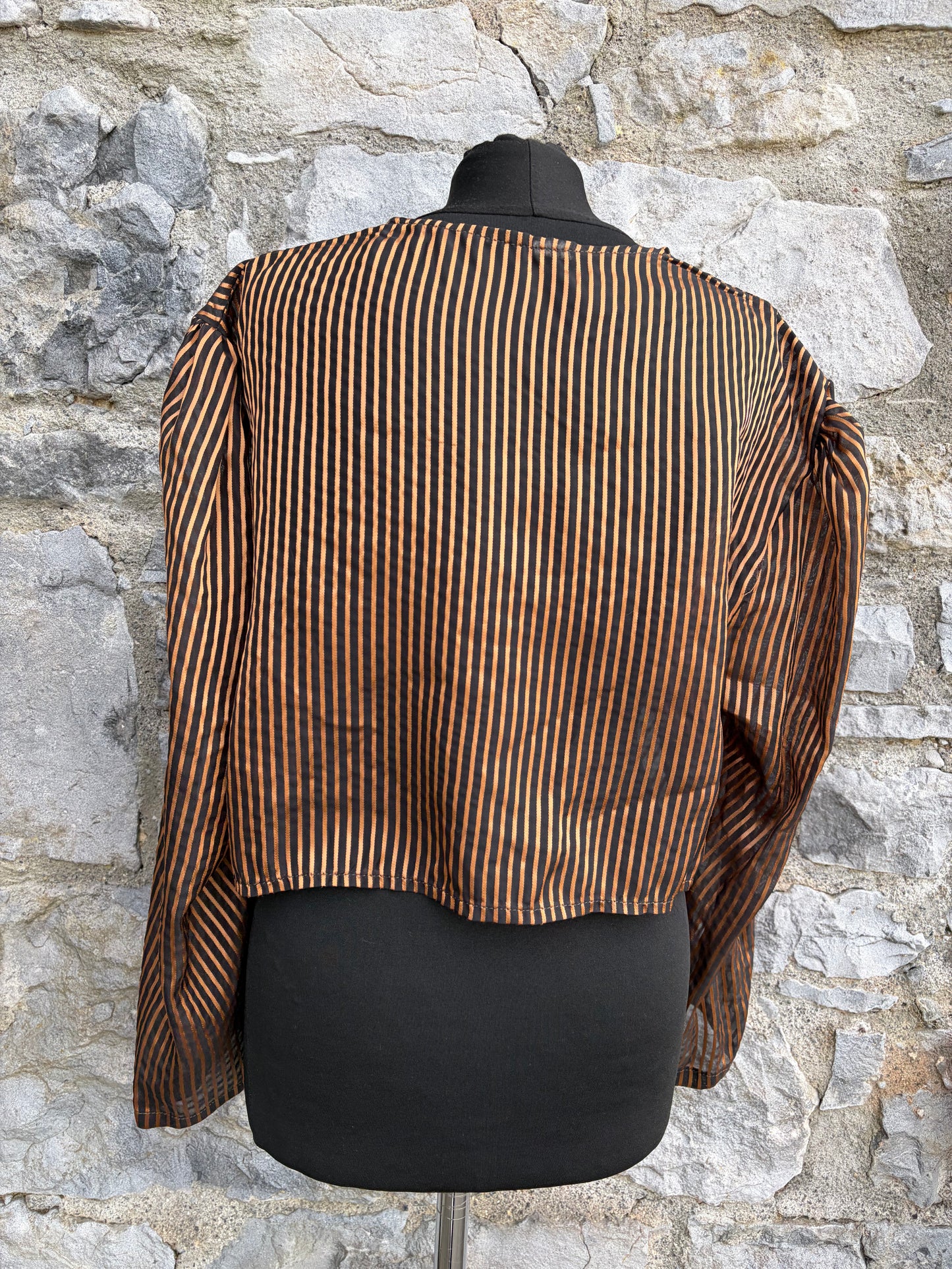80s brown&gold stripy blouse uk 10