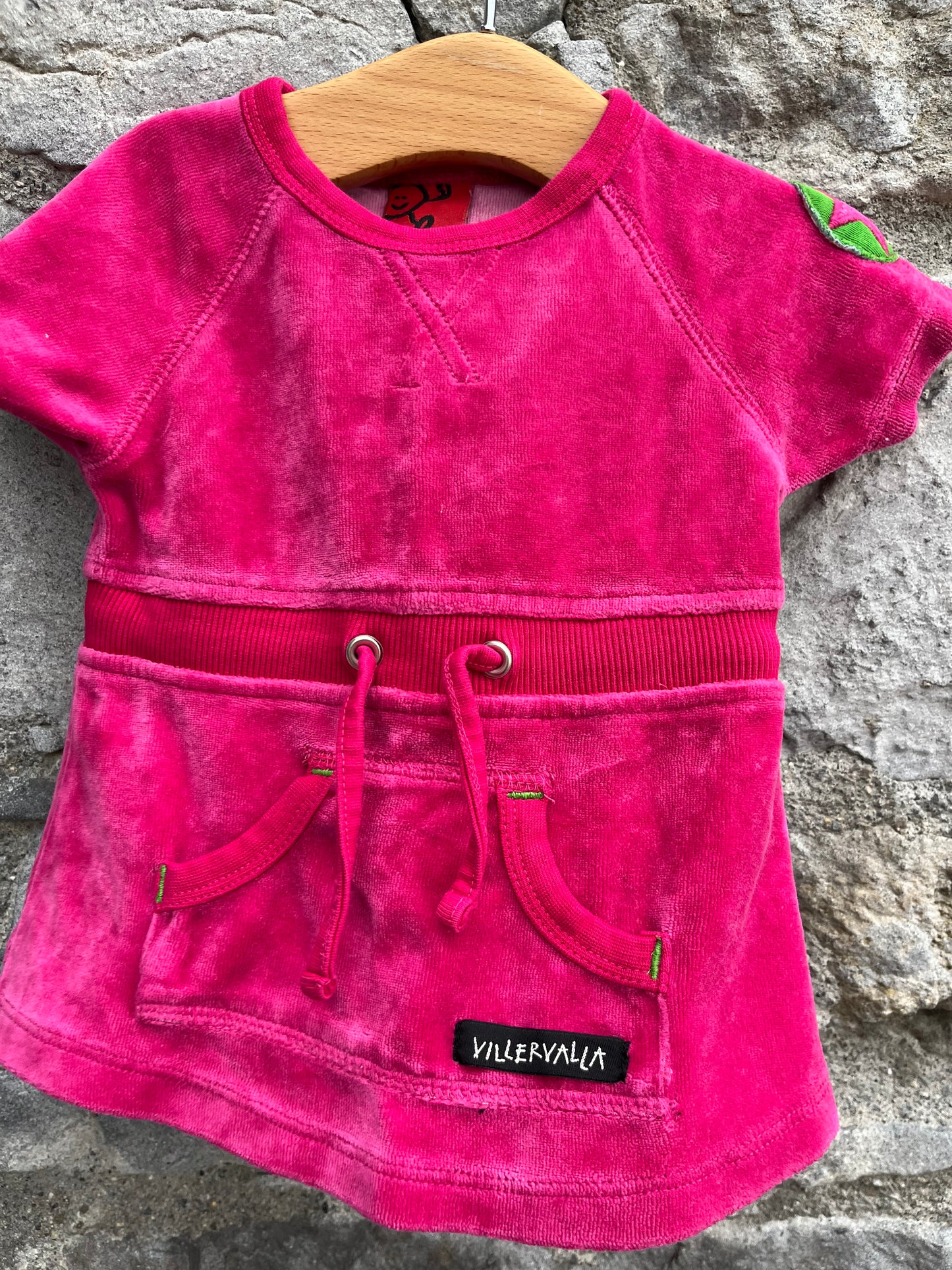 Pink velour dress 0-3m (56-62cm)