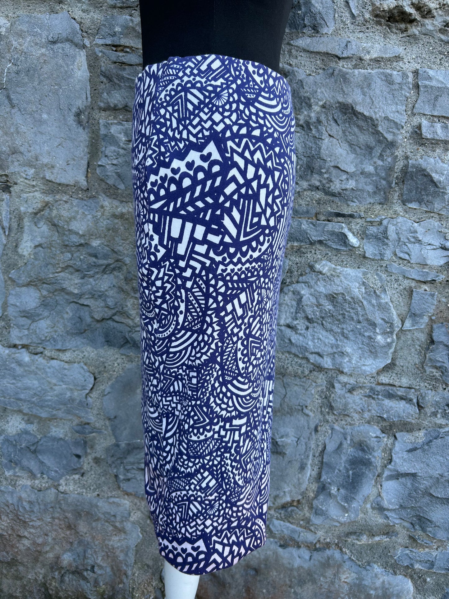 Blue geometrical skirt uk 10-12
