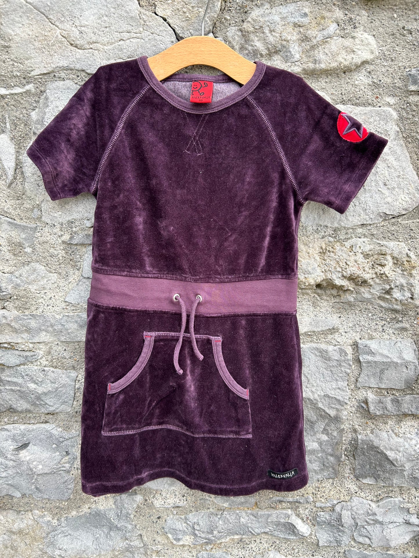 Aubergine velour dress 5y (110cm)