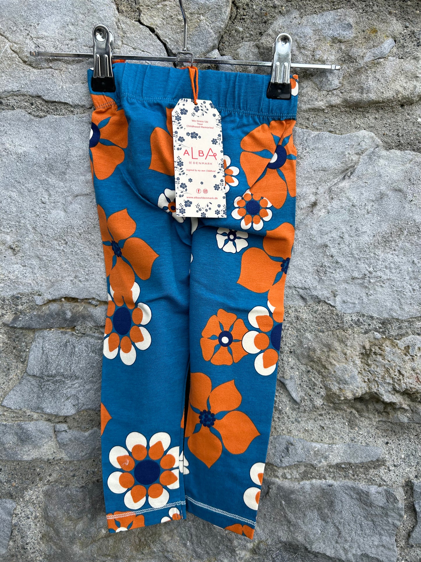 Blue floral leggings 12m (80cm)