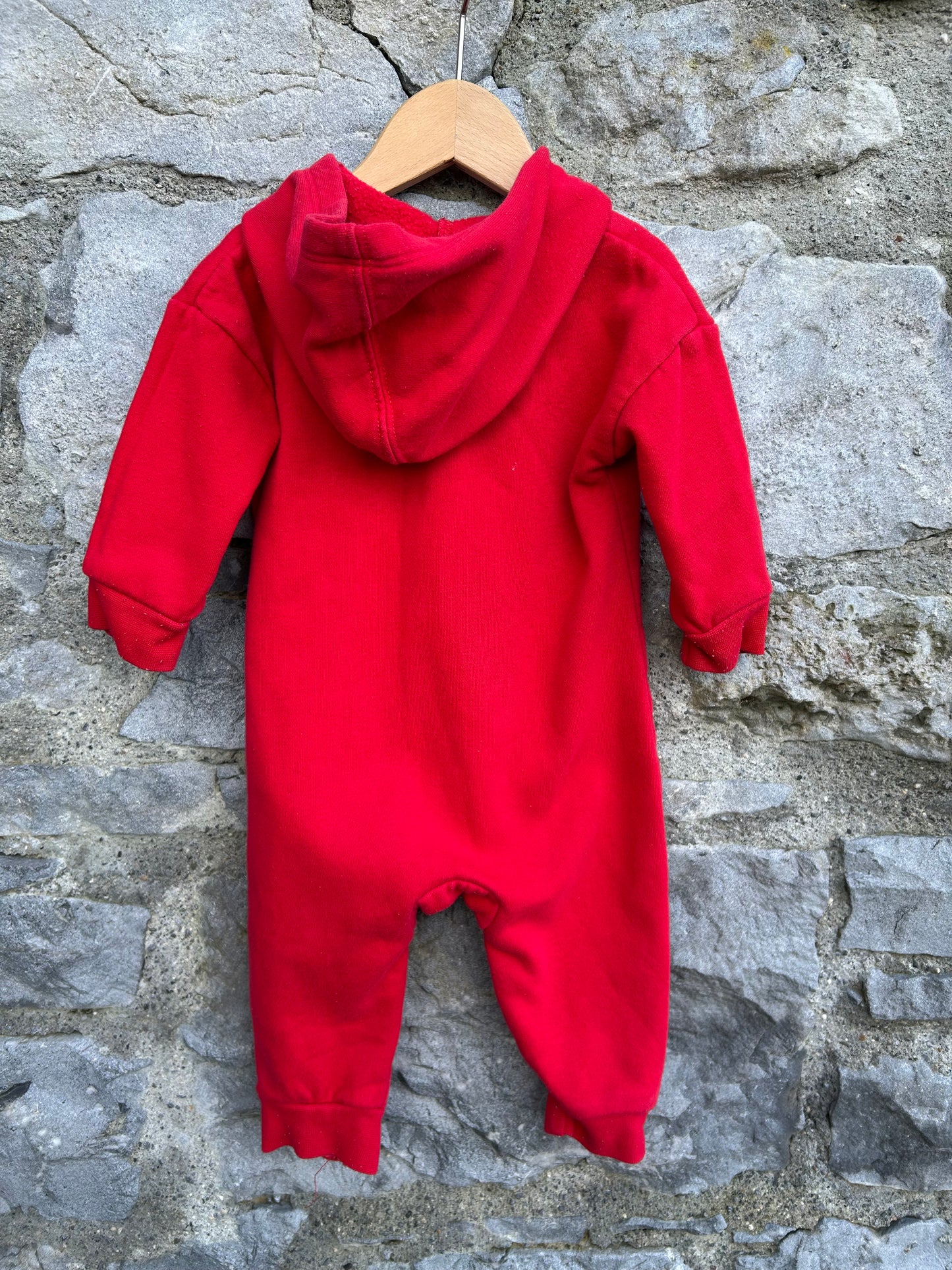 Red hooded sweat onesie 6-9m (68-74cm)